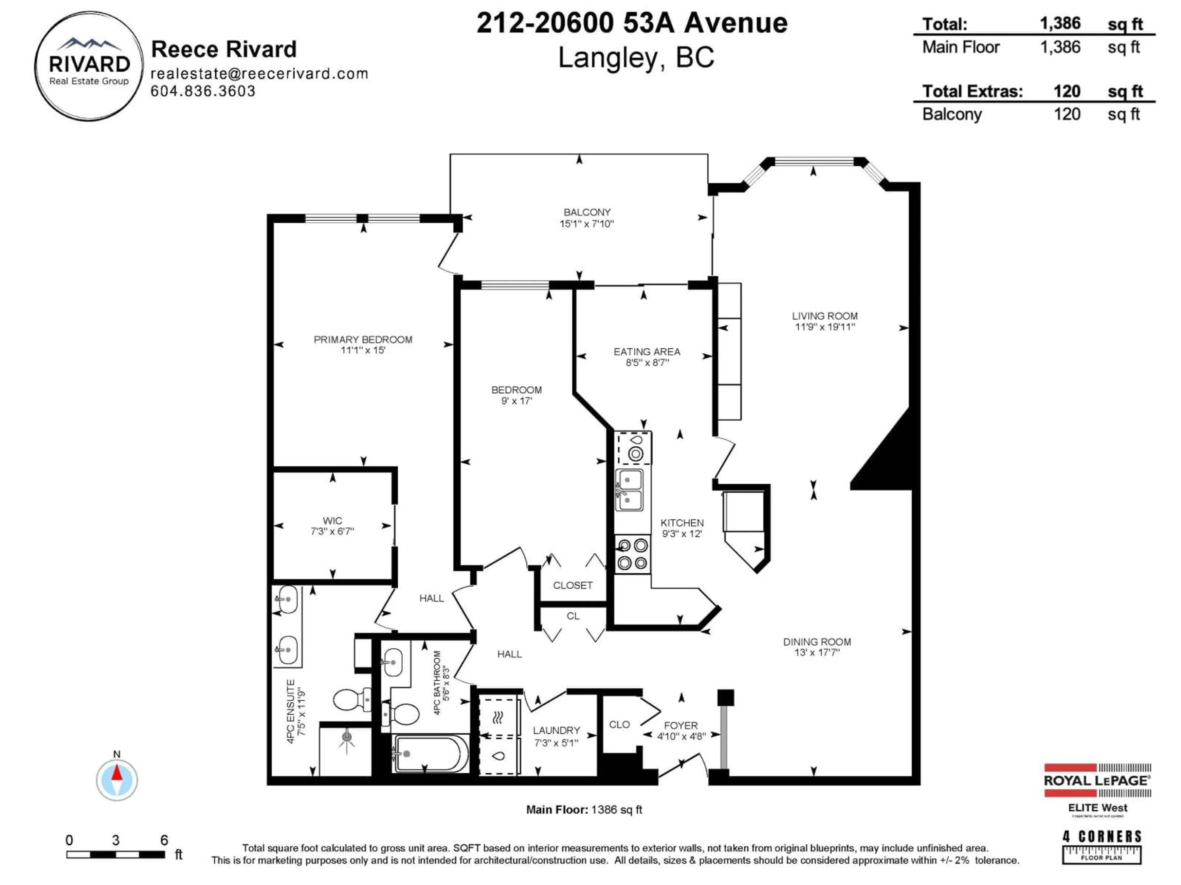 Floor plan for 212 - 20600 53A AVENUE, Langley British Columbia V3A8C2