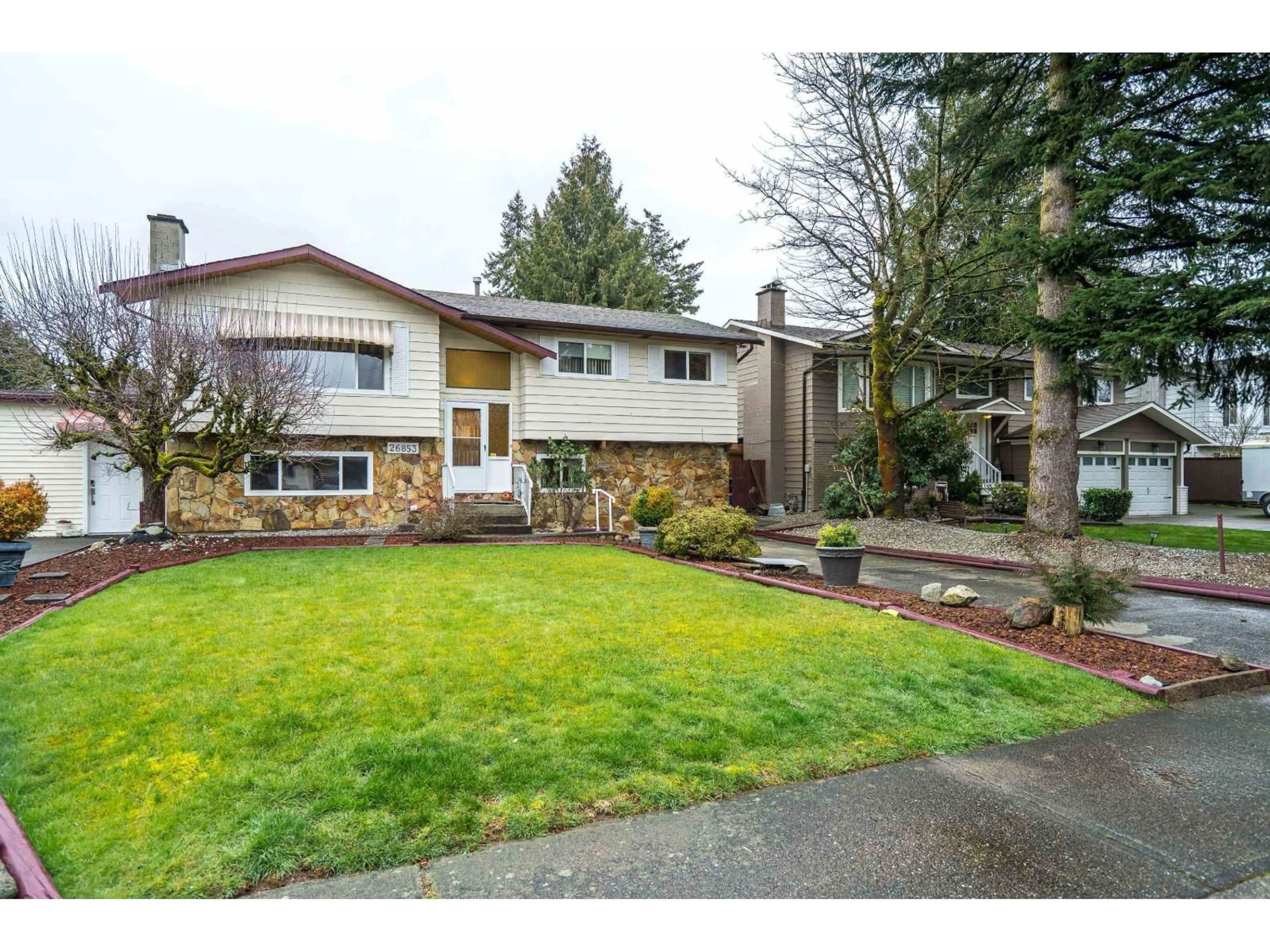 Home with vinyl exterior material, street for 26853 ALDER DRIVE, Langley British Columbia V4W3G9