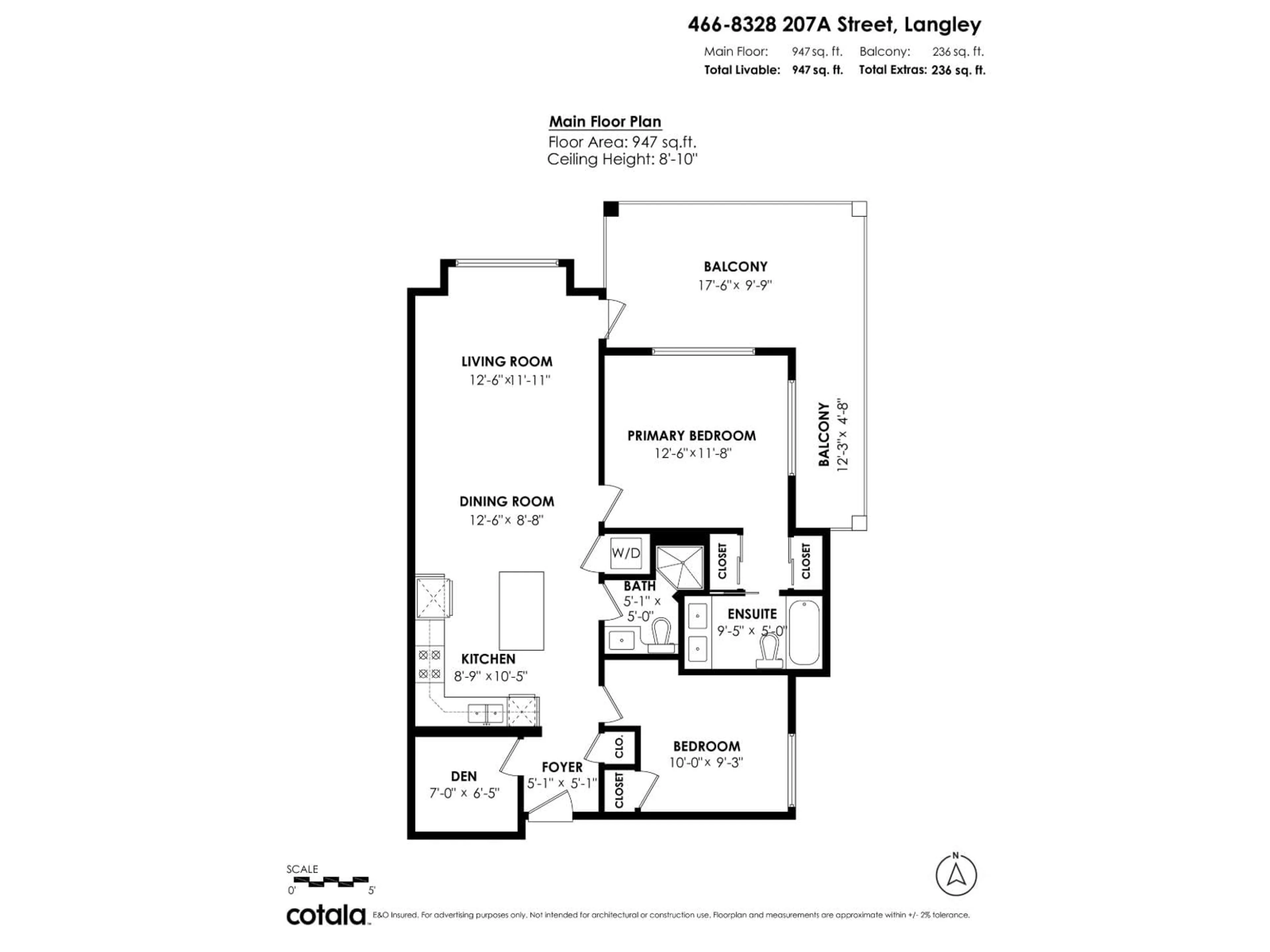Floor plan for 466 - 8328 207A STREET, Langley British Columbia V2Y0K5