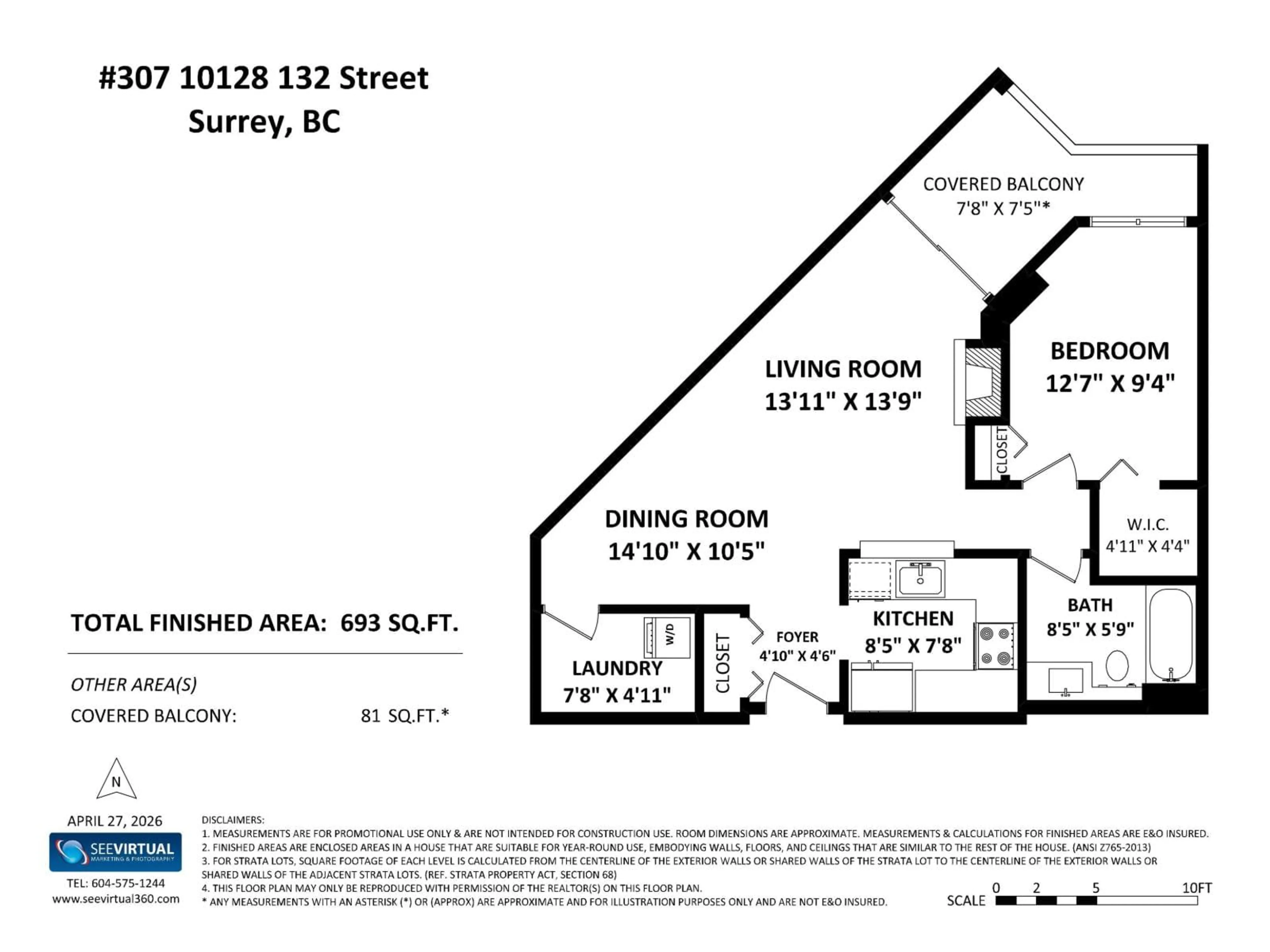 Floor plan for 307 - 10128 132 STREET, Surrey British Columbia V3T3T5