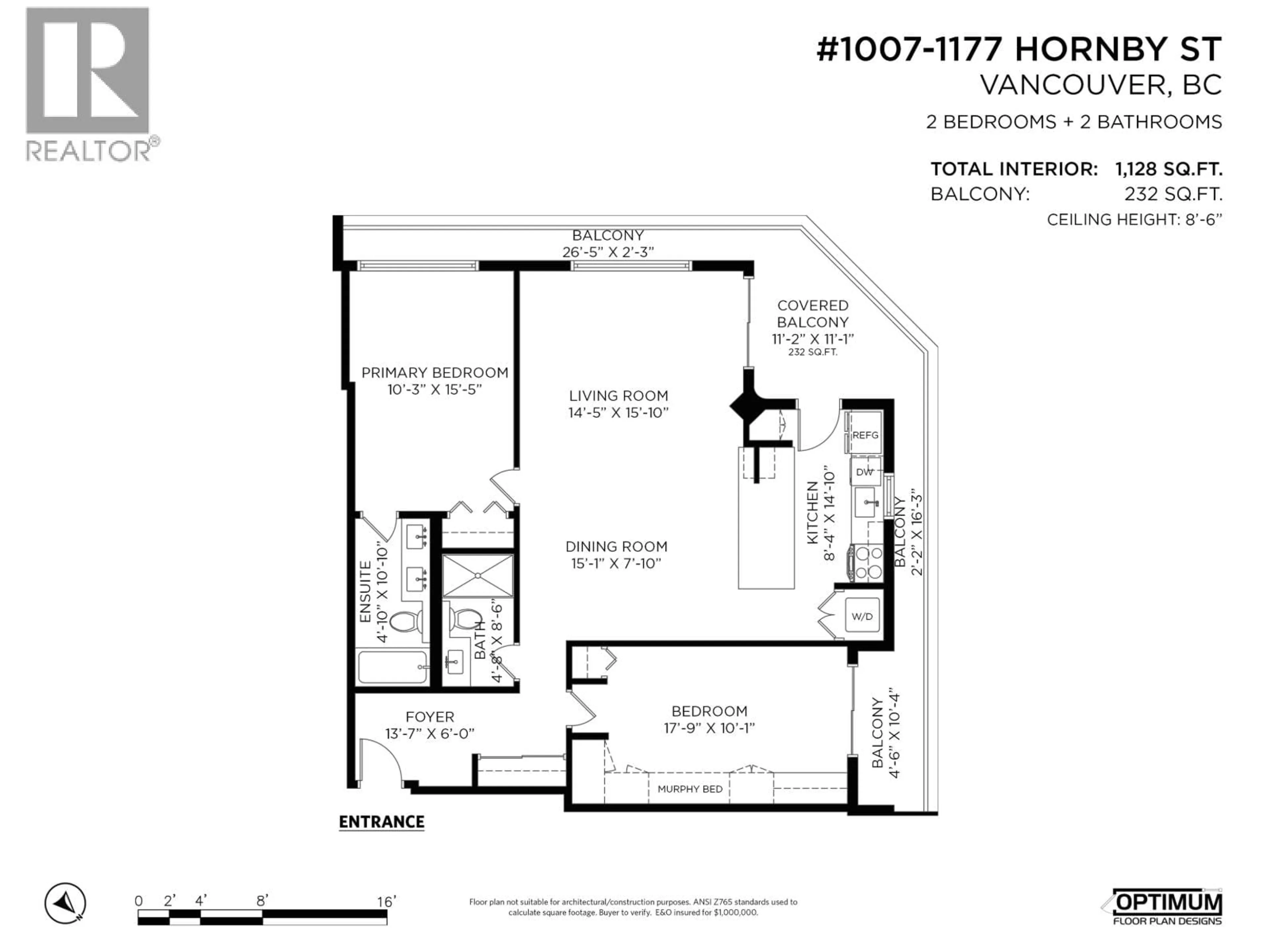 Floor plan for 1007 - 1177 HORNBY STREET, Vancouver British Columbia V6Z2E9