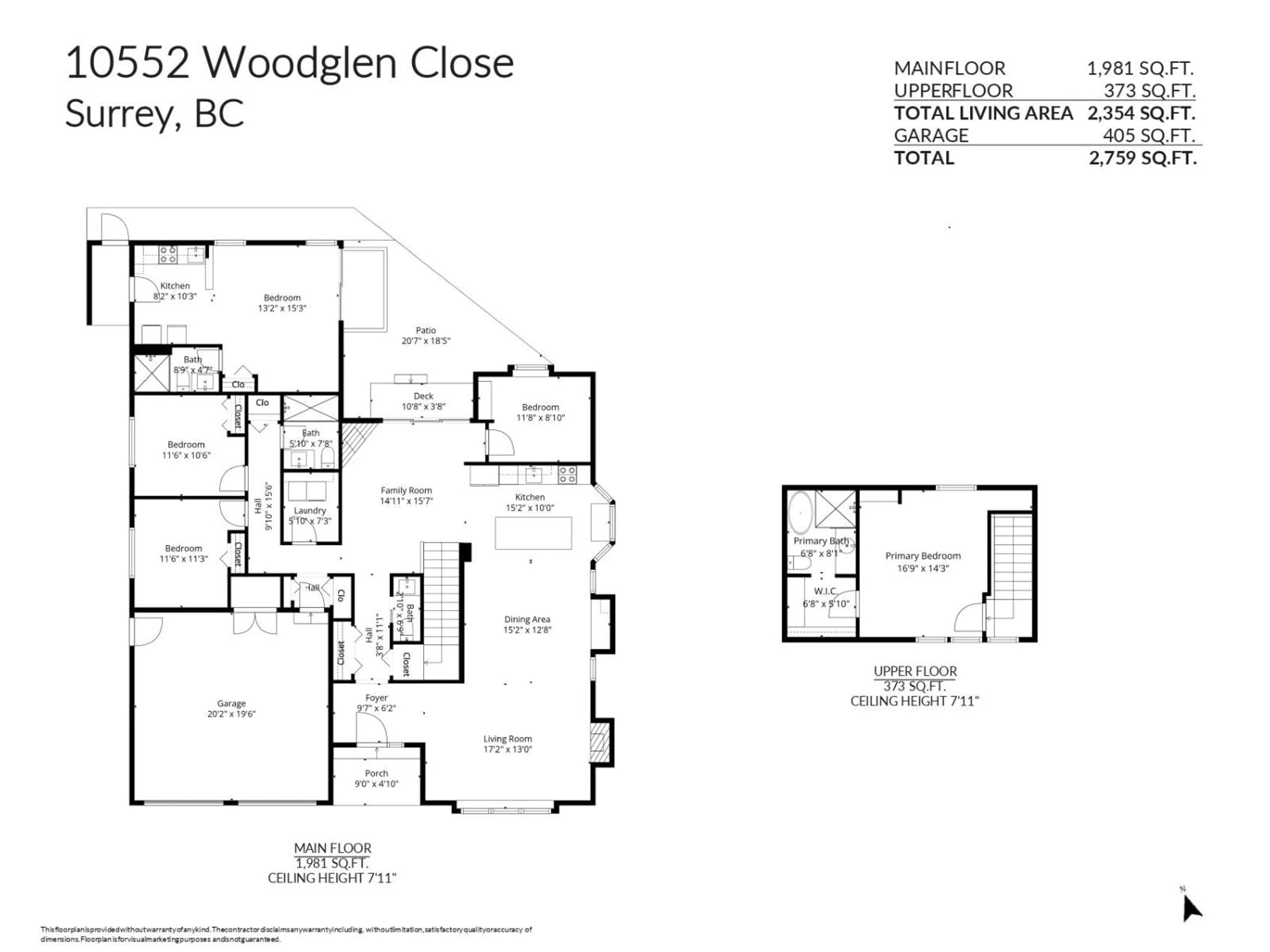 Floor plan for 10552 WOODGLEN CLOSE, Surrey British Columbia V4N1V4