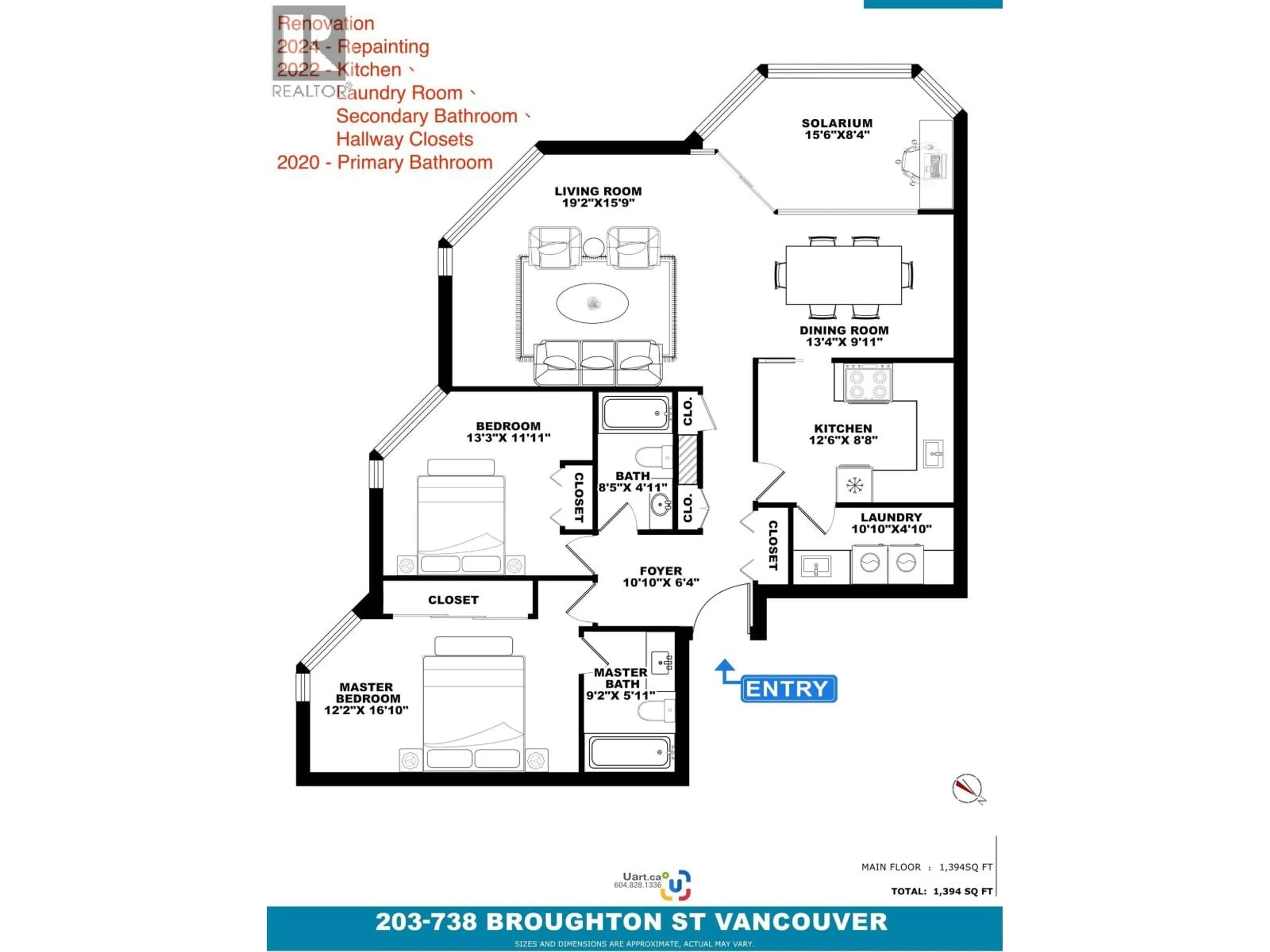 Floor plan for 203 - 738 BROUGHTON STREET, Vancouver British Columbia V6G3A7