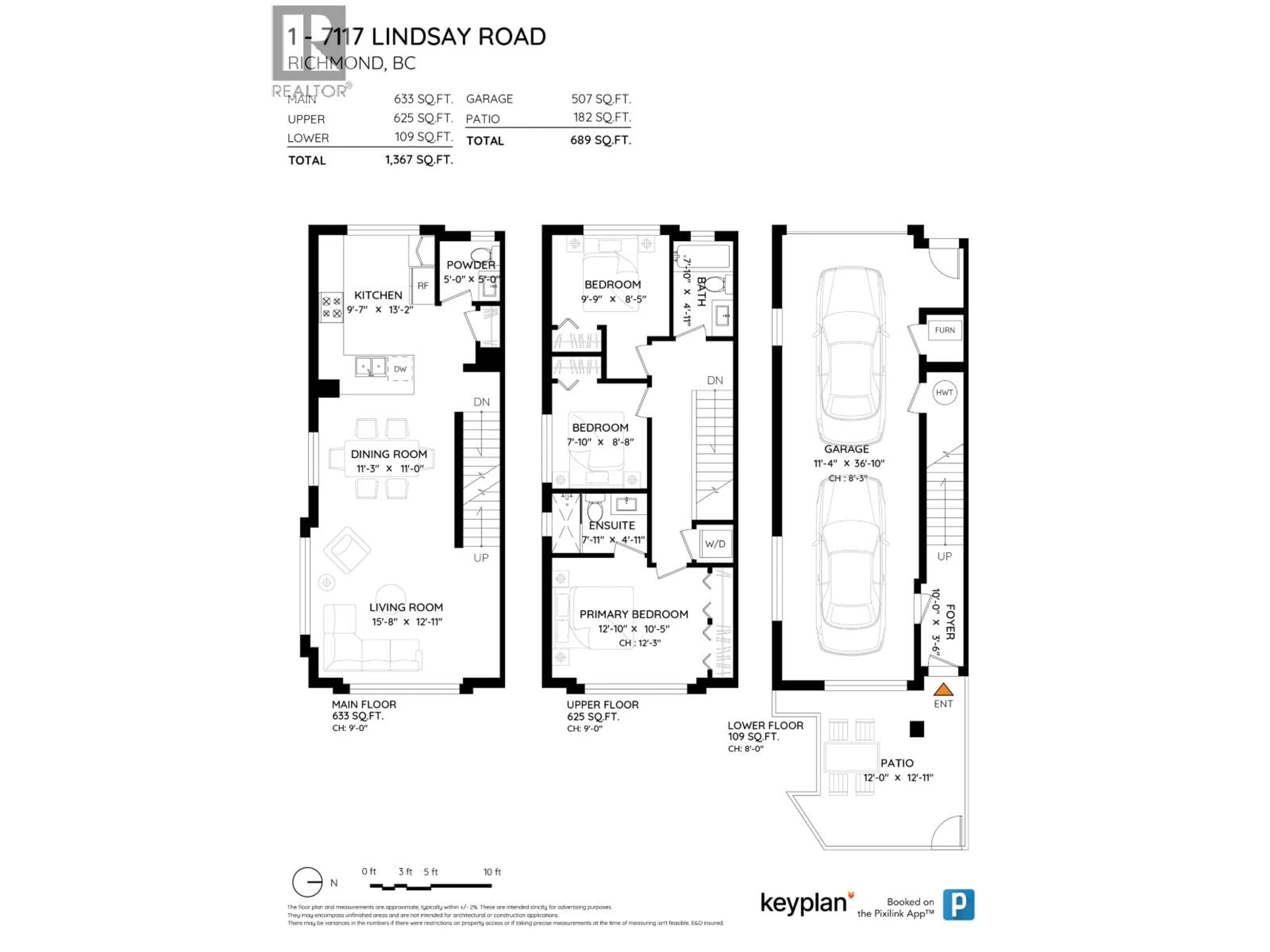 Floor plan for 1 - 7117 LINDSAY ROAD, Richmond British Columbia V7C2P5