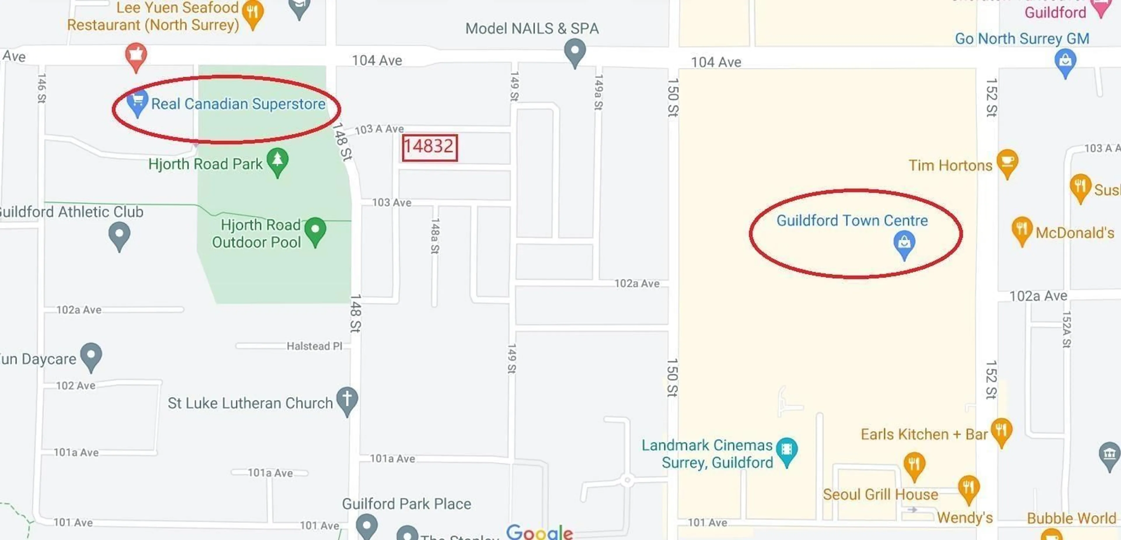 Picture of a map for 14832 103A AVENUE, Surrey British Columbia V3R1L7