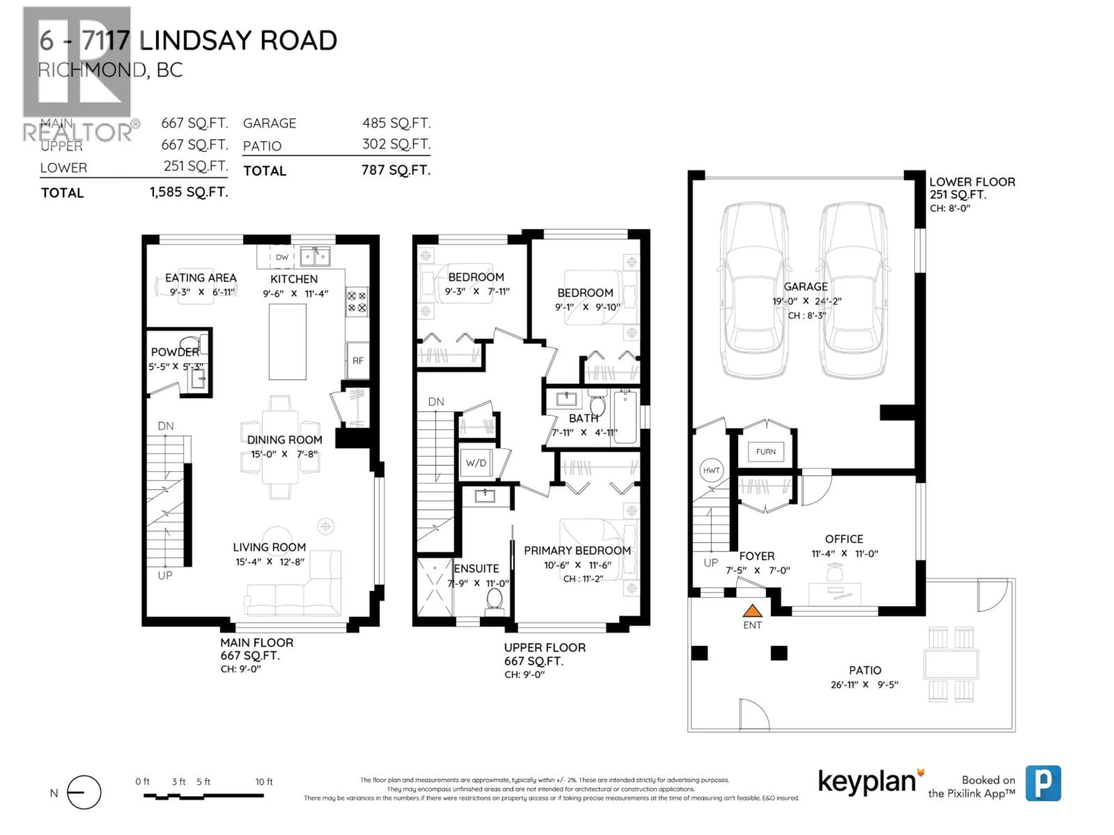 Floor plan for 6 - 7117 LINDSAY ROAD, Richmond British Columbia V7C2P5