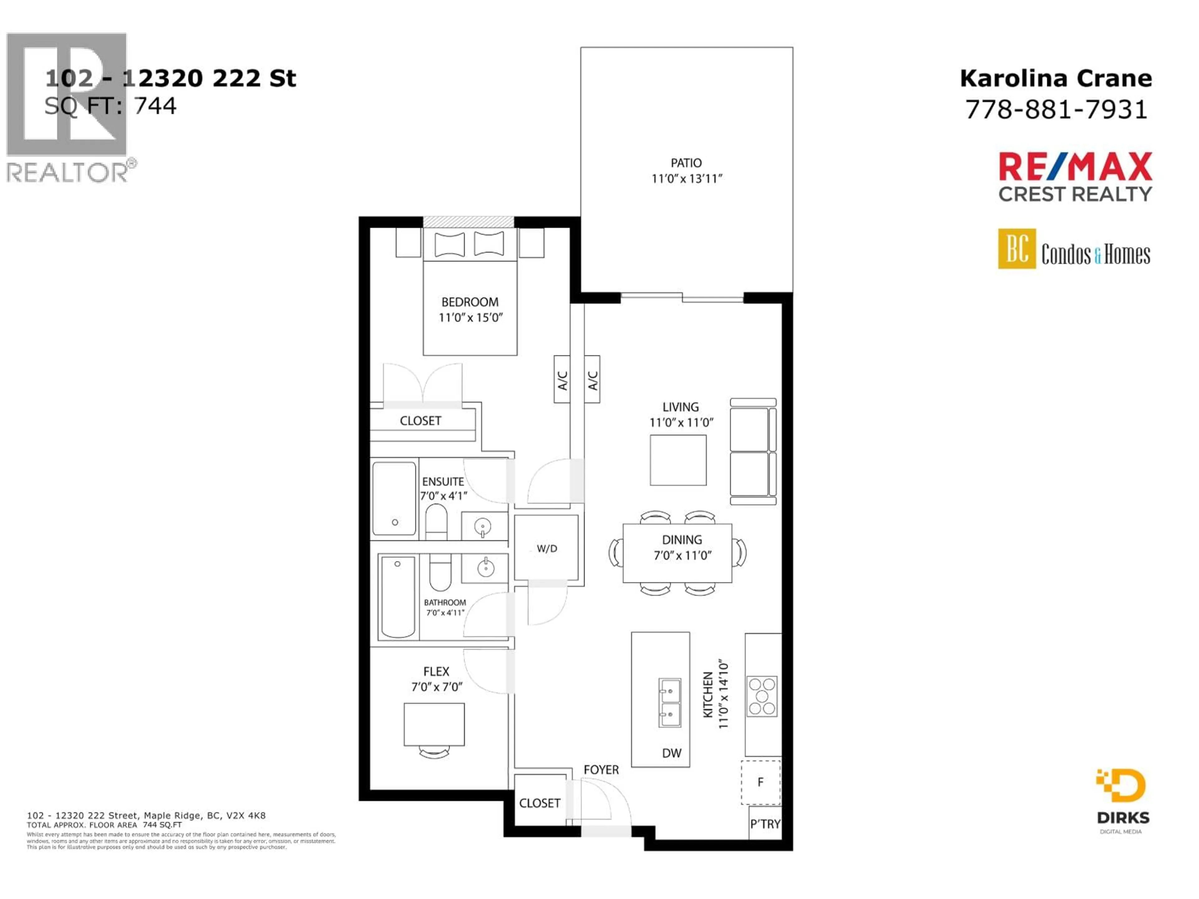 Floor plan for 102 - 12320 222 STREET, Maple Ridge British Columbia V2X4K8