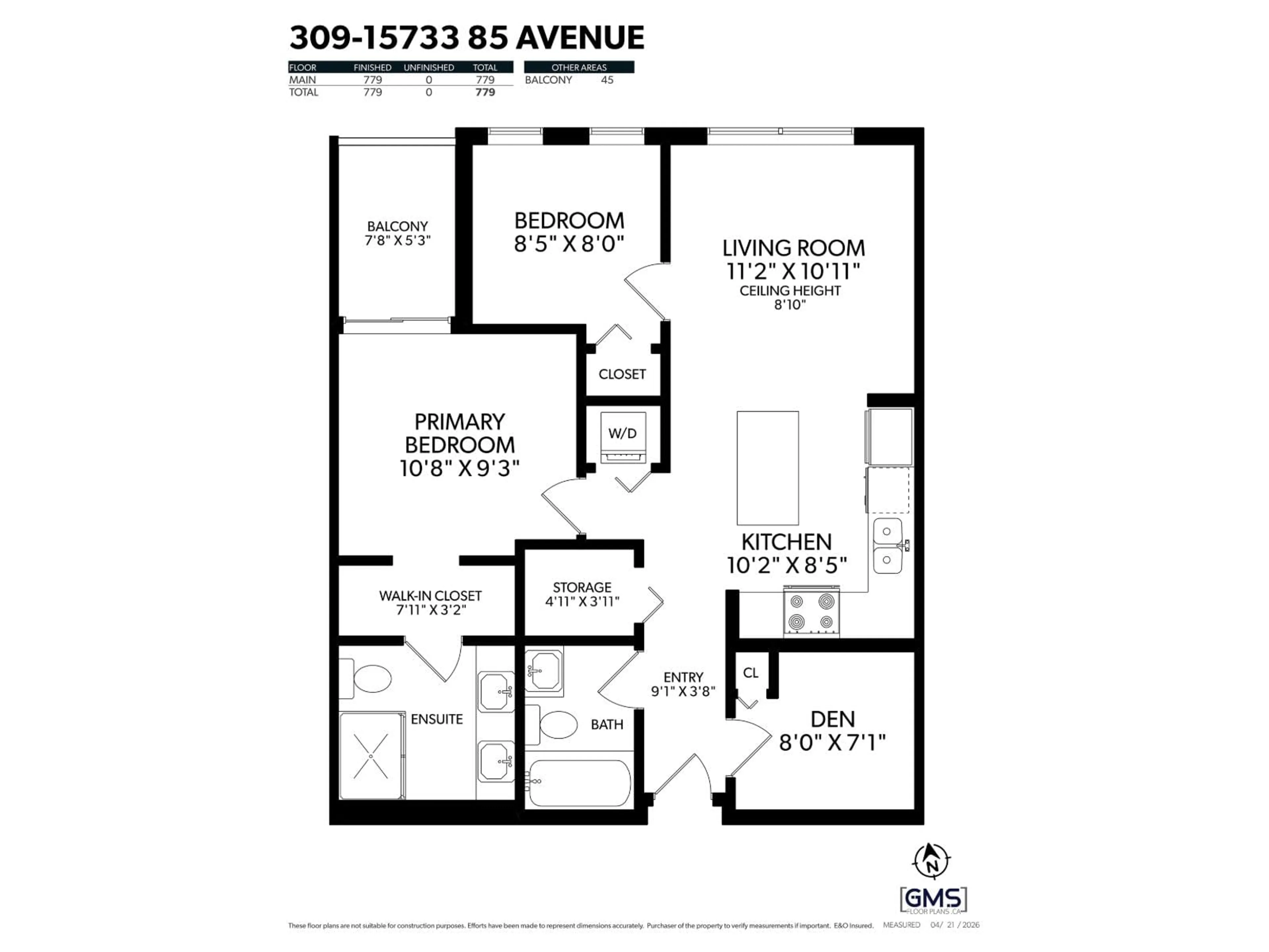 Floor plan for 309 - 15733 85 AVENUE, Surrey British Columbia V4N6Z1