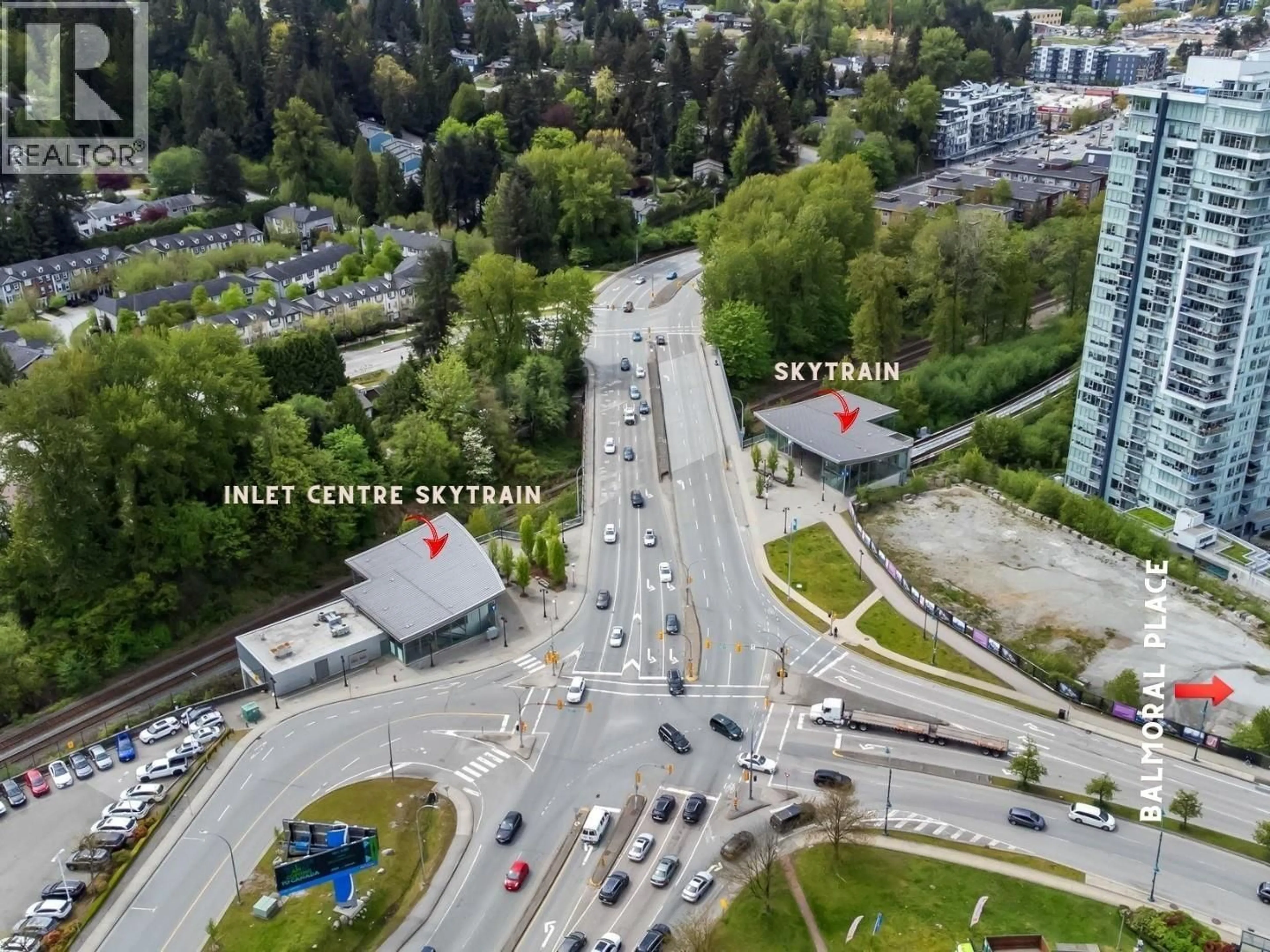 A pic from outside/outdoor area/front of a property/back of a property/a pic from drone, street for 202 BALMORAL PLACE, Port Moody British Columbia V3H4B9