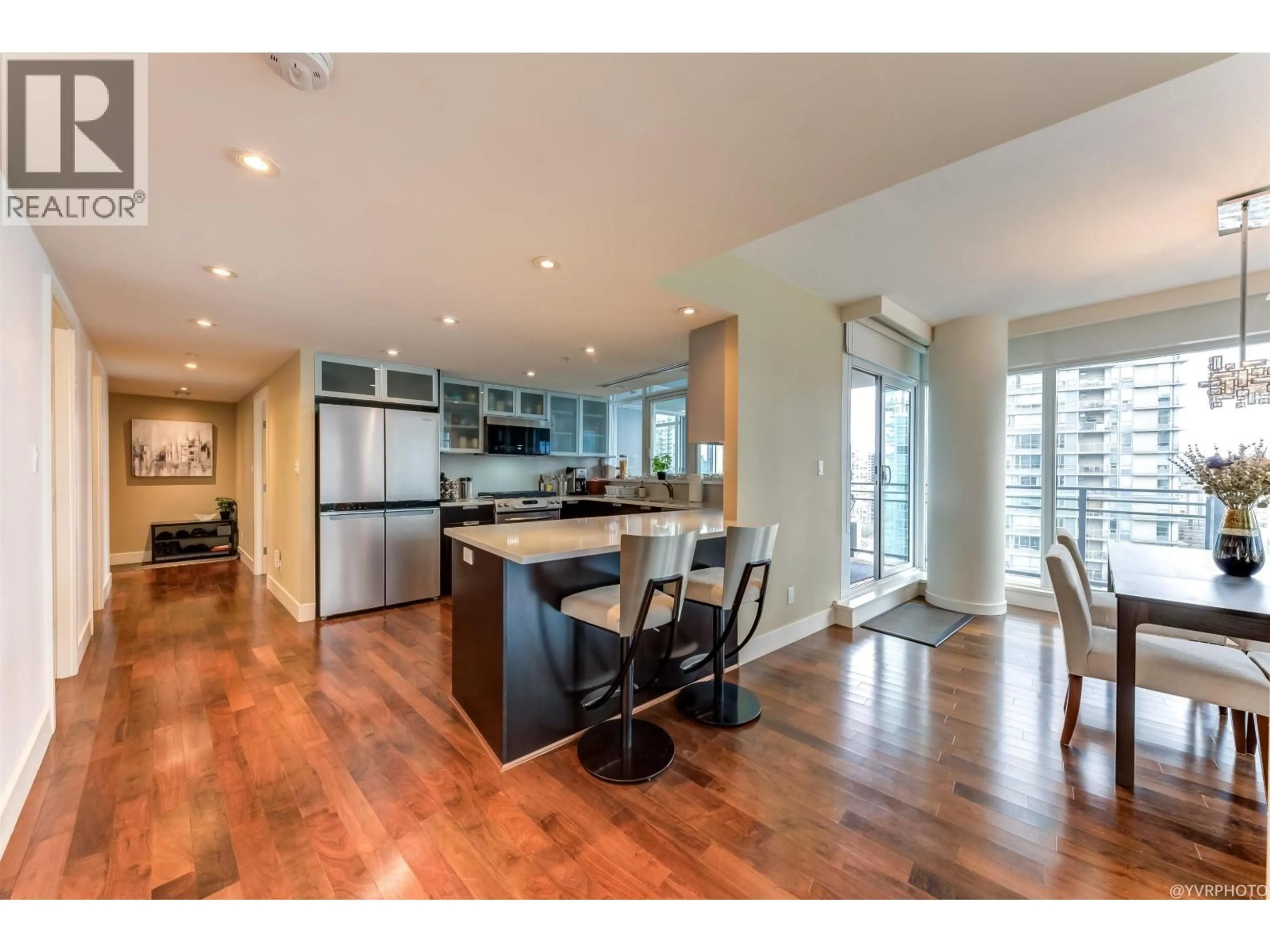 Open concept kitchen, wood/laminate floor for 2102 - 1205 HASTINGS STREET, Vancouver British Columbia V6E4T7