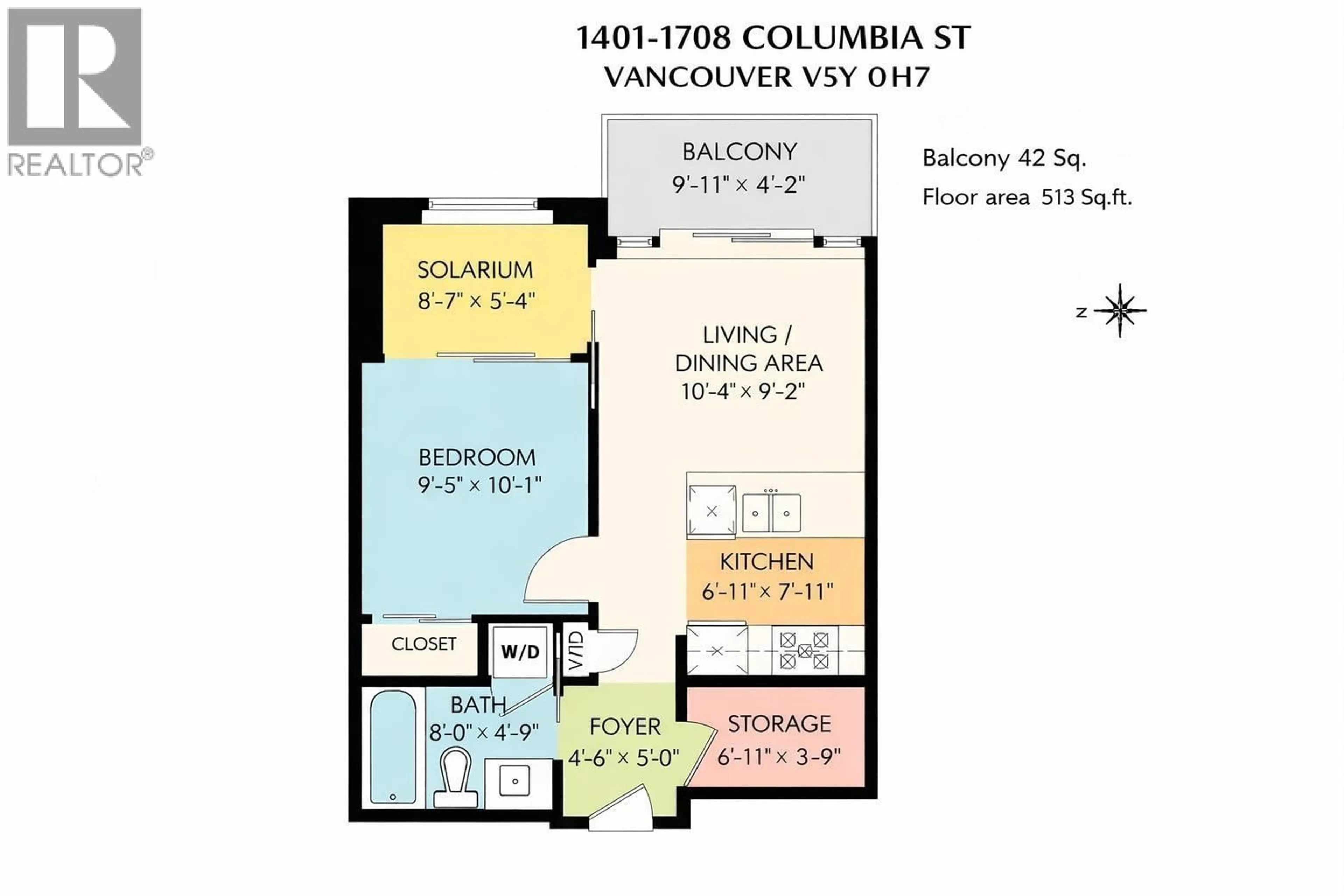 Floor plan for 1401 - 1708 COLUMBIA STREET, Vancouver British Columbia V5Y0H7
