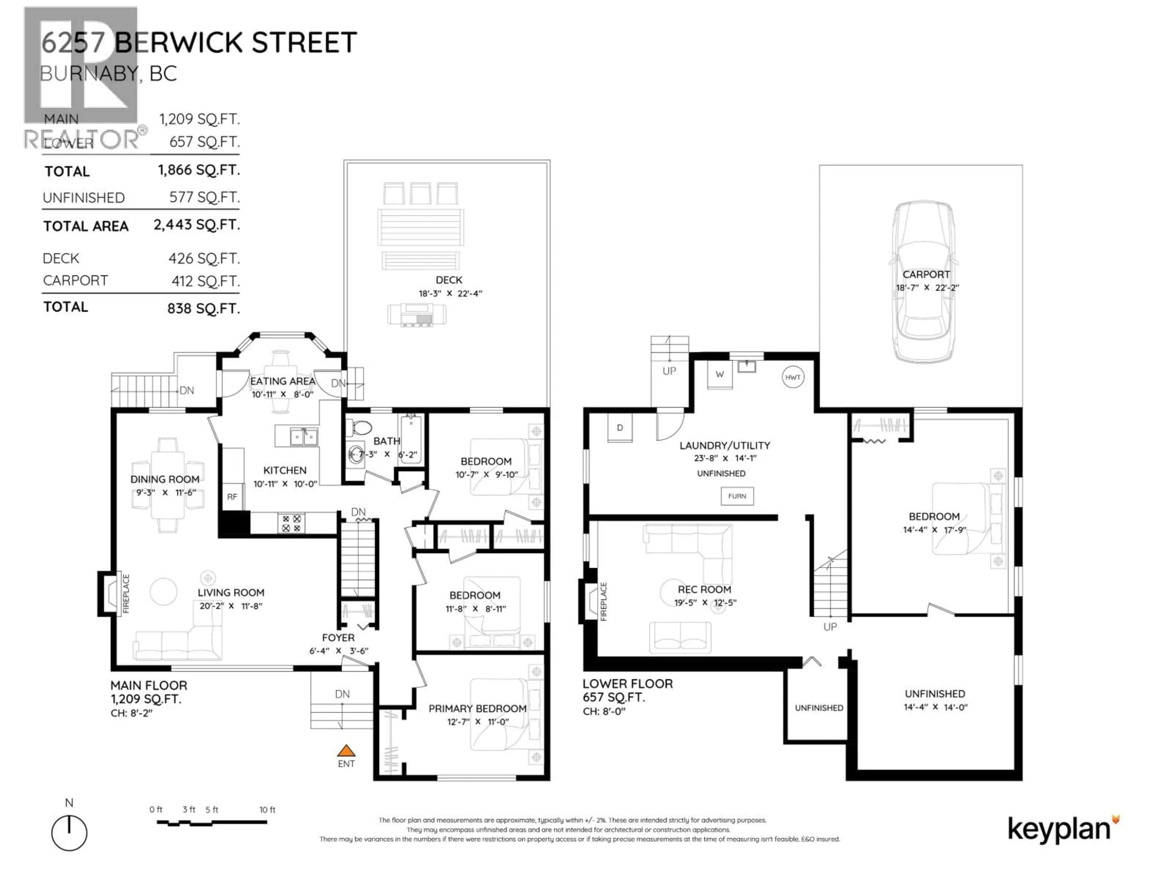 Floor plan for 6257 BERWICK STREET, Burnaby British Columbia V5H1W3