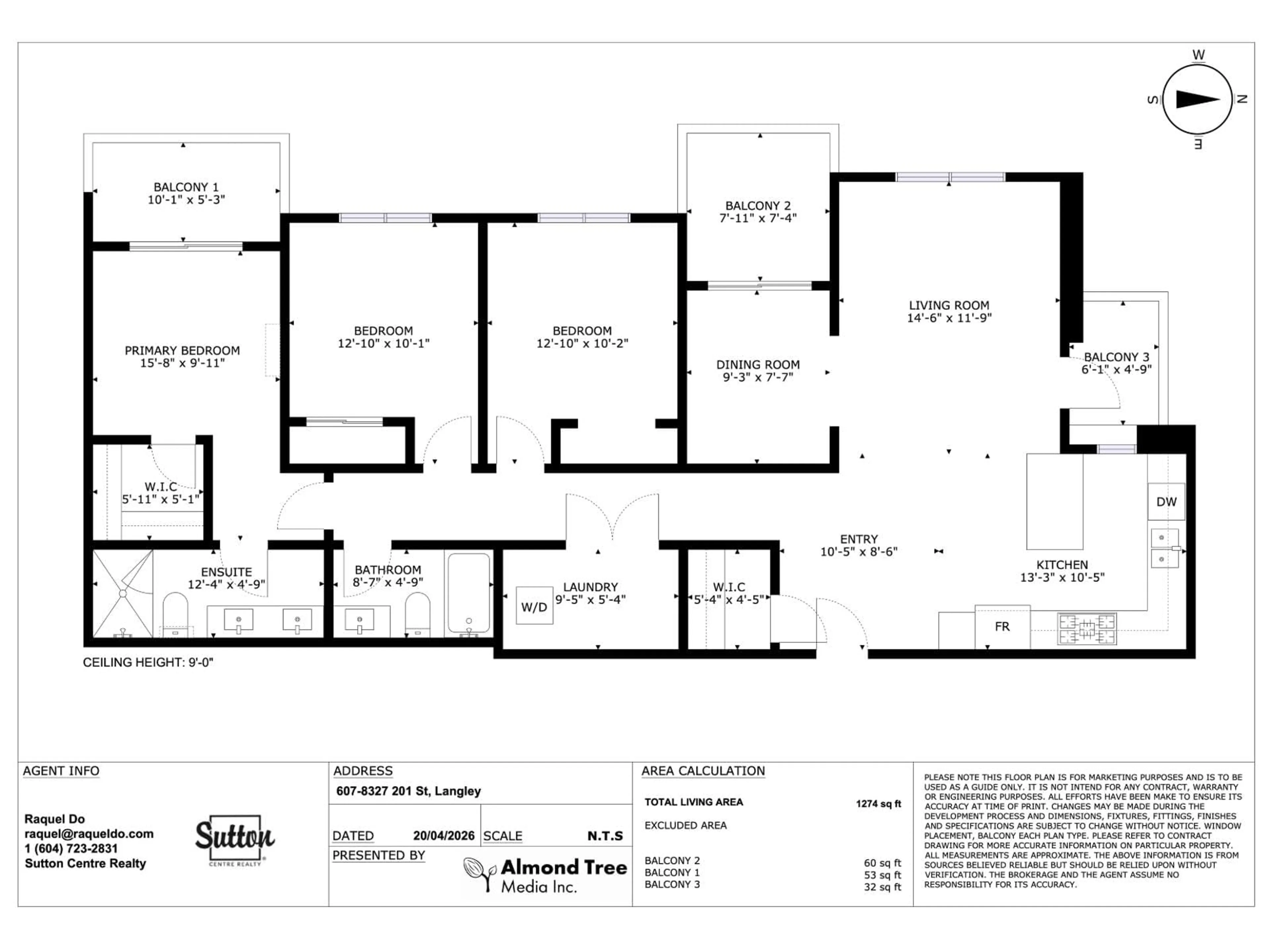 Floor plan for 607 - 8327 201 STREET, Langley British Columbia V2Y3P4