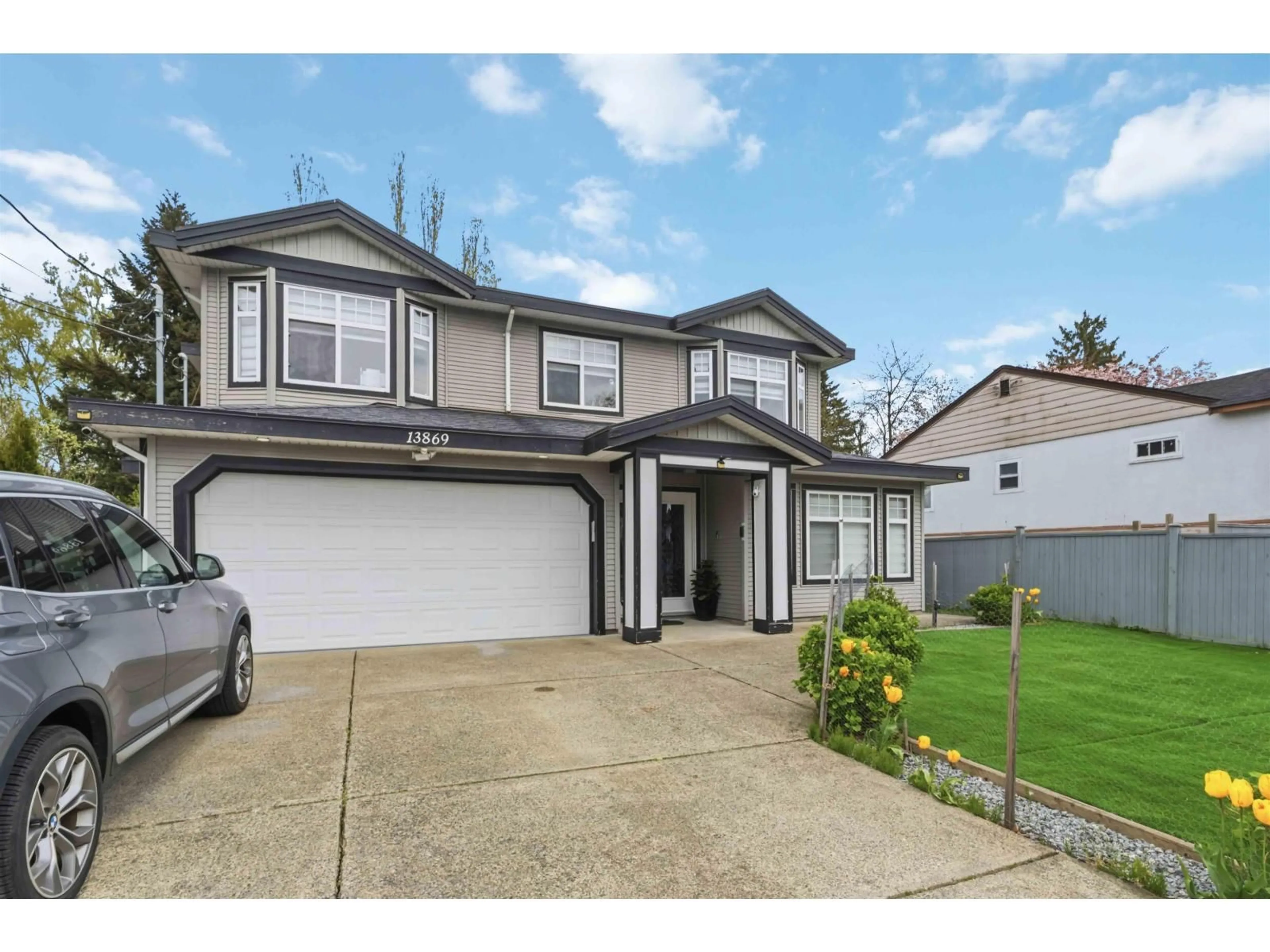 Home with vinyl exterior material, street for 13869 BRENTWOOD CRESCENT, Surrey British Columbia V3R5M1