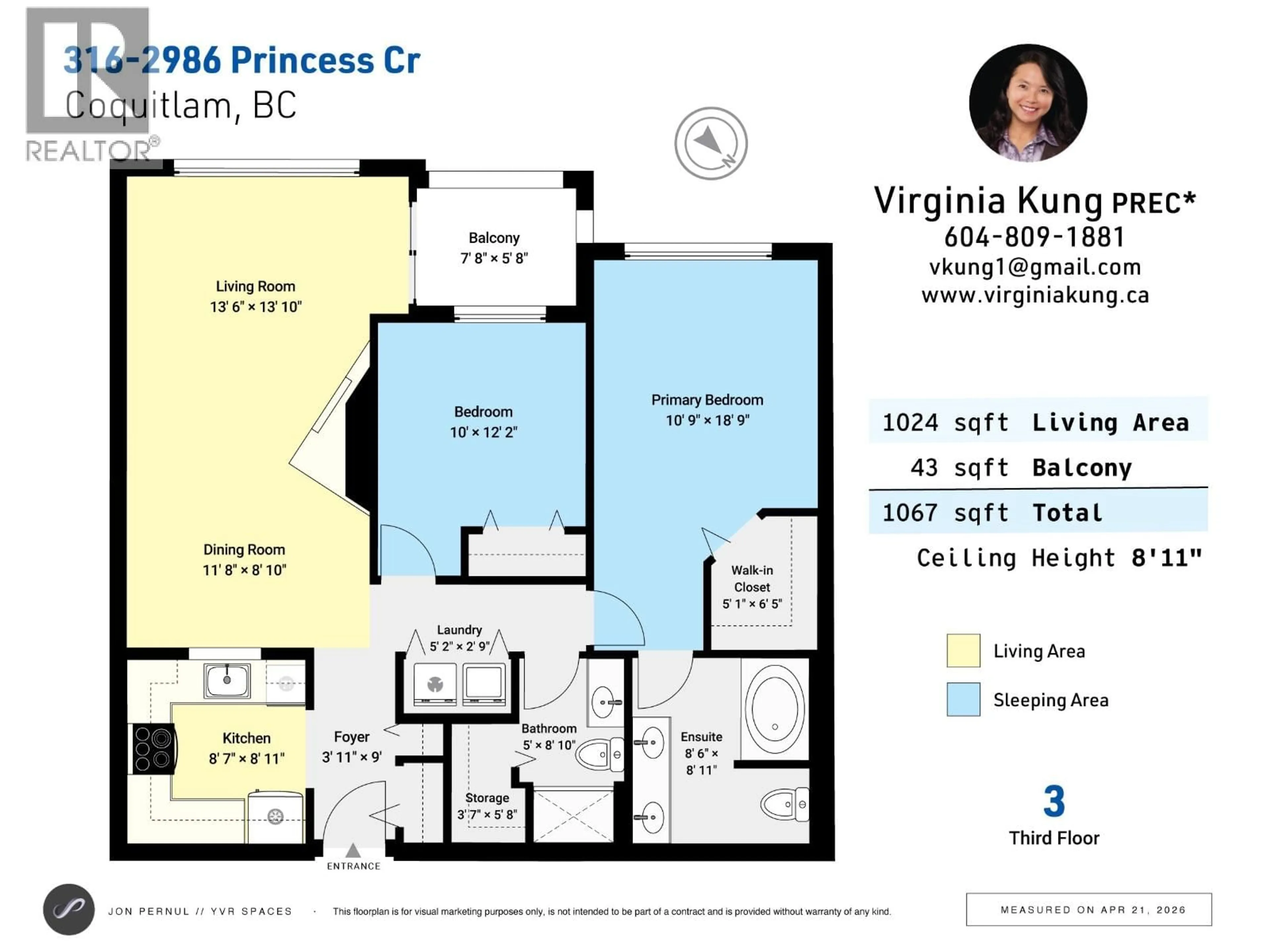 Floor plan for 316 - 2985 PRINCESS CRESCENT, Coquitlam British Columbia V3B7P3