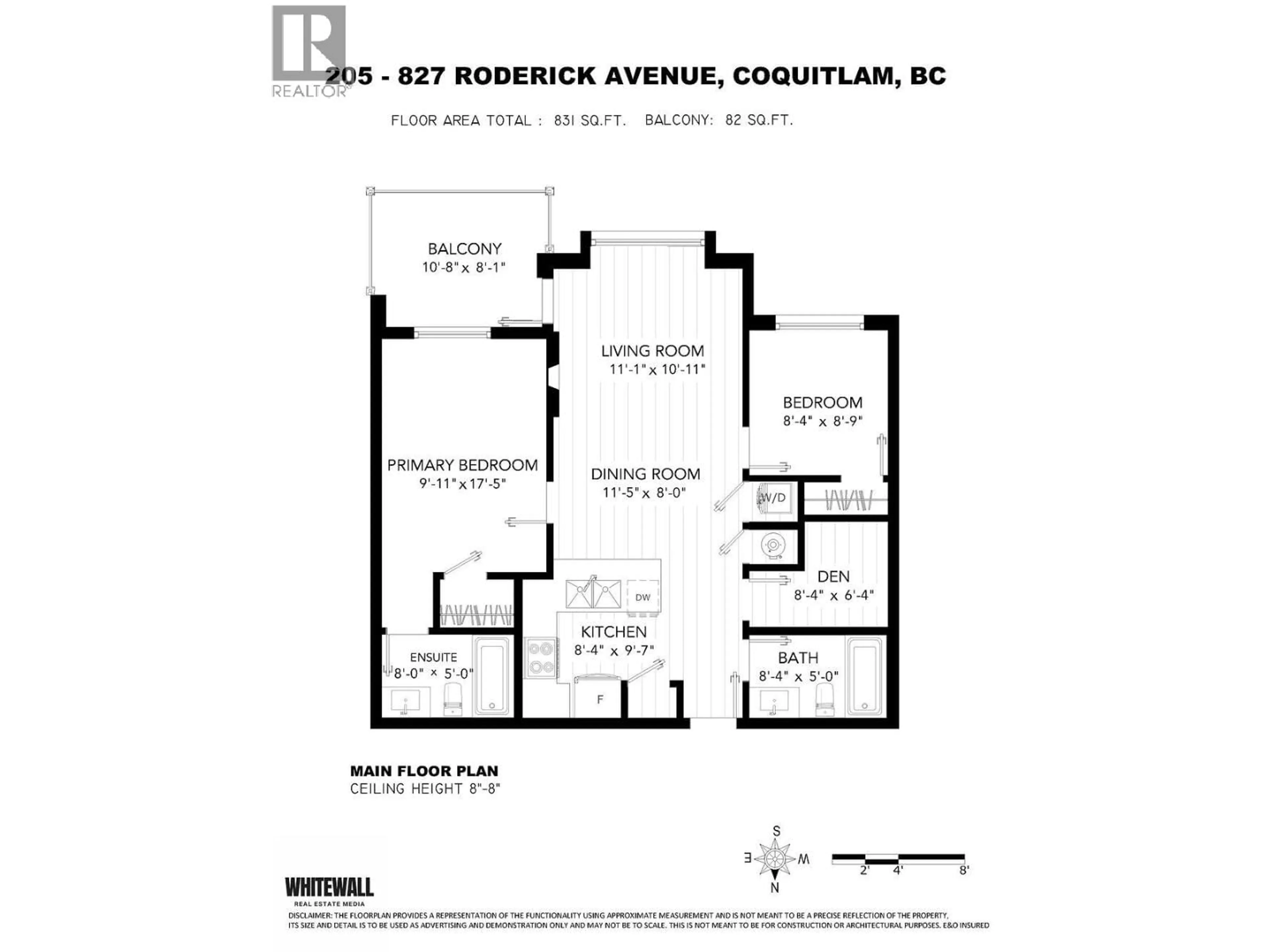 Floor plan for 205 - 827 RODERICK AVENUE, Coquitlam British Columbia V3K0E3