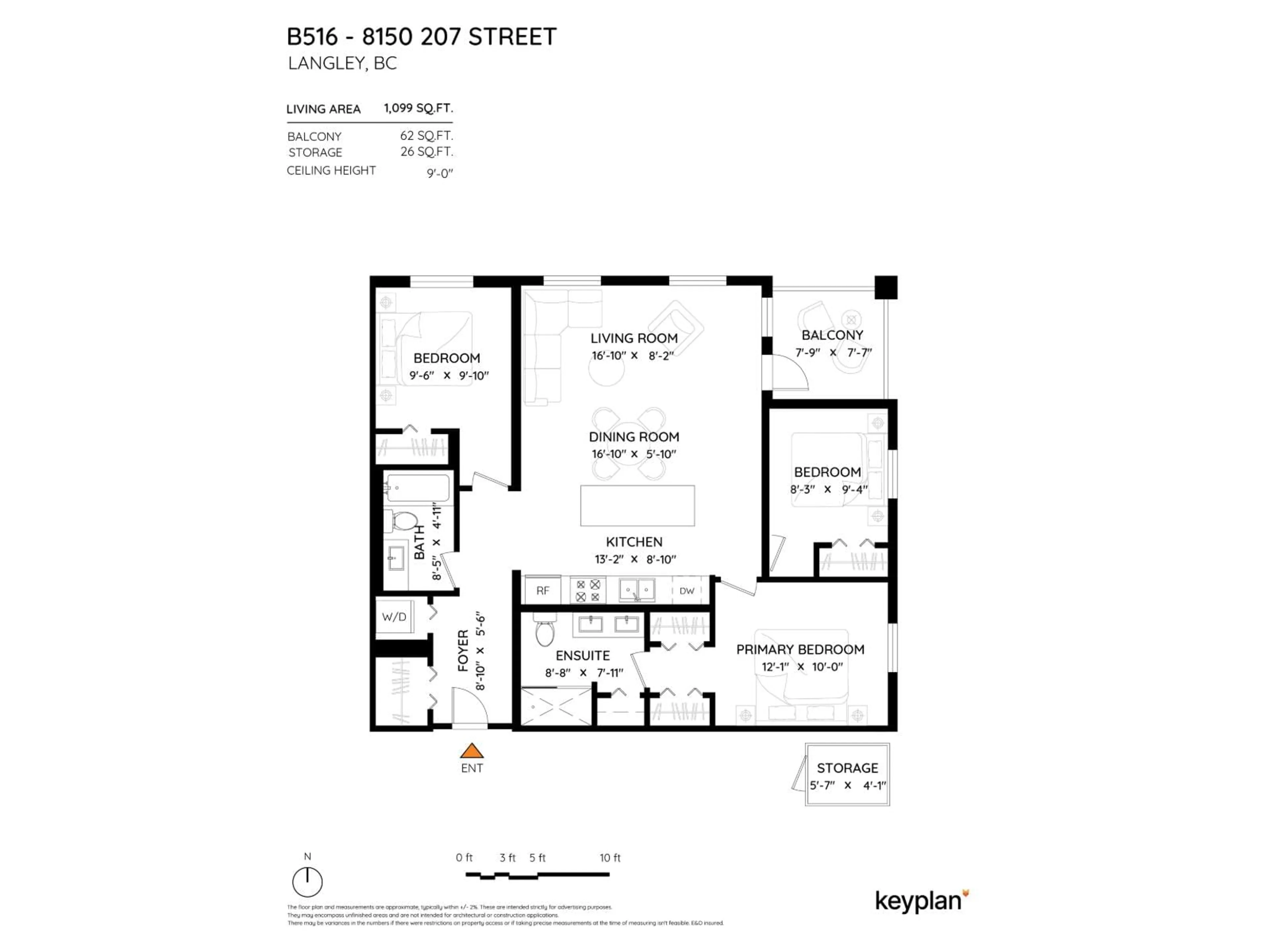 Floor plan for B516 - 8150 207 STREET, Langley British Columbia V2Y4J3