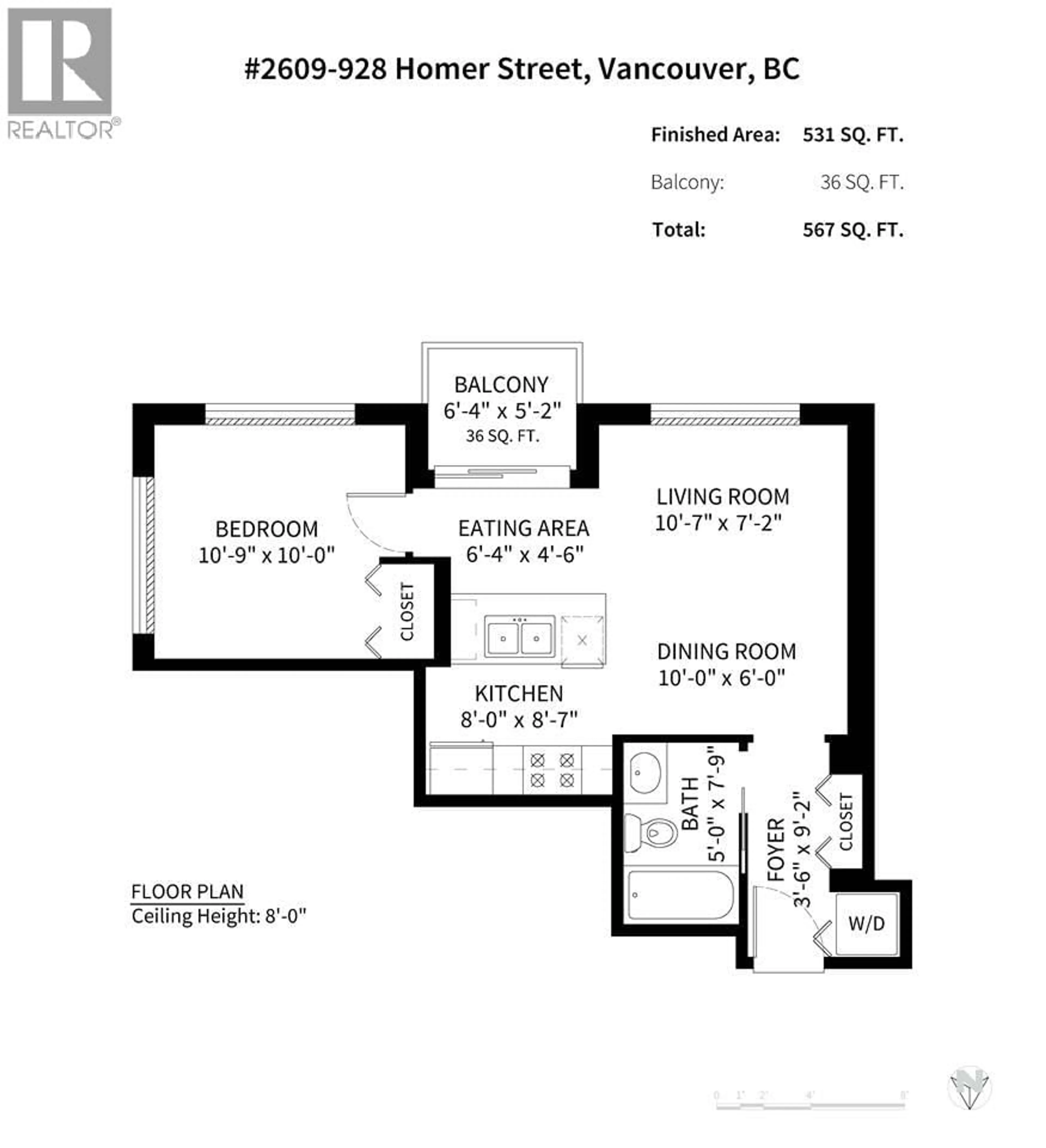 Floor plan for 2609 - 929 HOMER STREET, Vancouver British Columbia V6B1T7