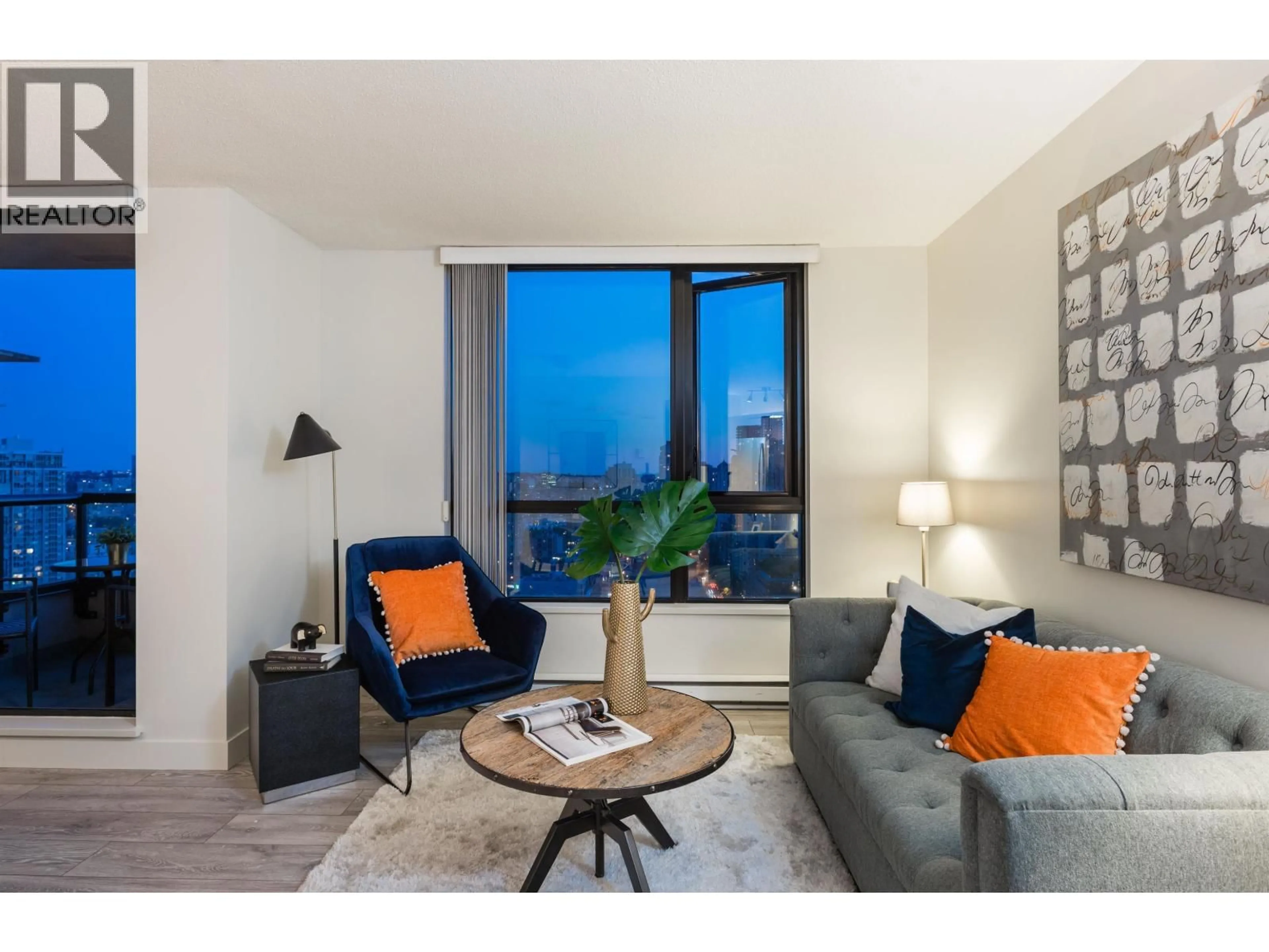 Living room with furniture, wood/laminate floor for 2609 - 929 HOMER STREET, Vancouver British Columbia V6B1T7