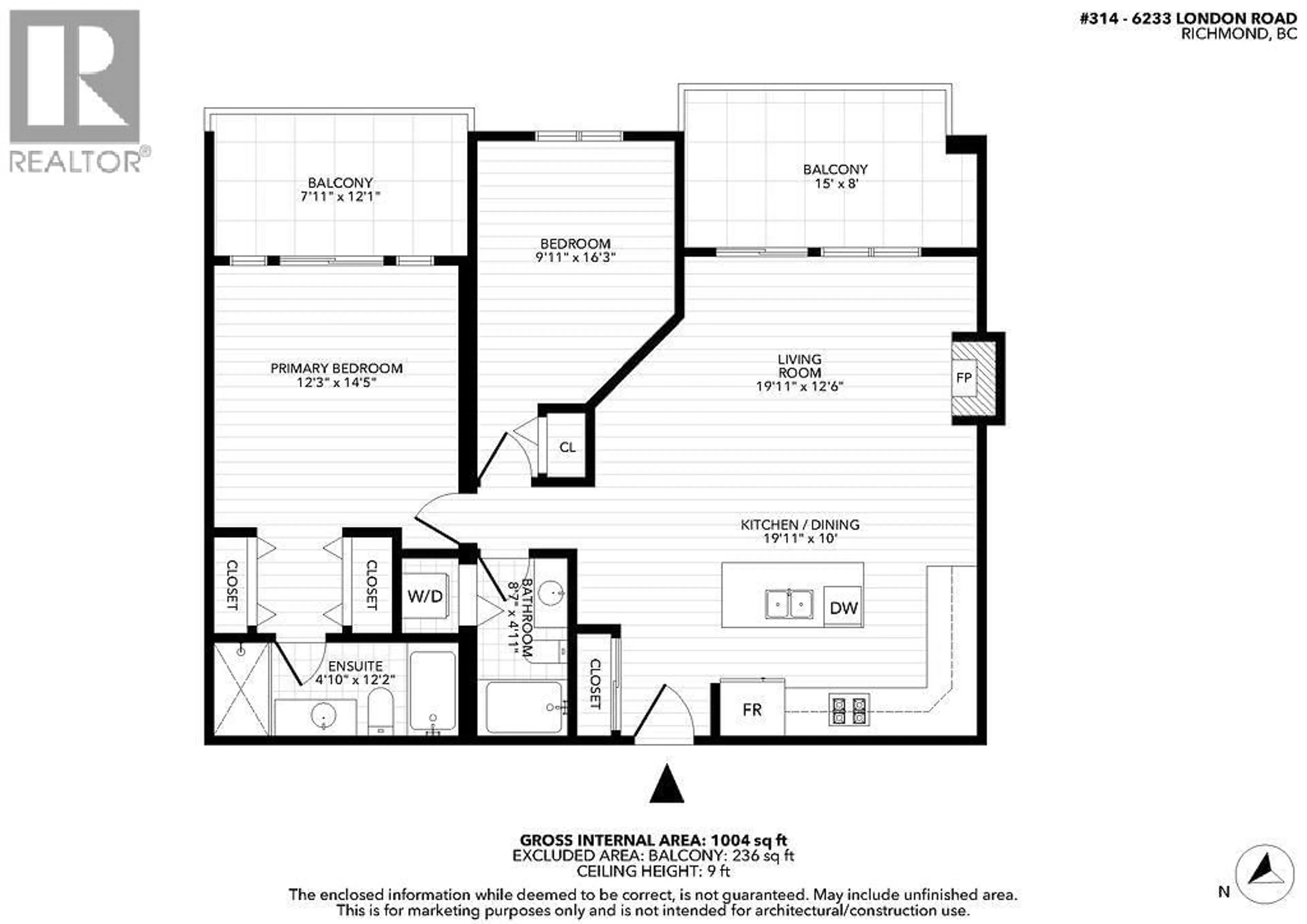 Floor plan for 314 - 6233 LONDON ROAD, Richmond British Columbia V7E3S3
