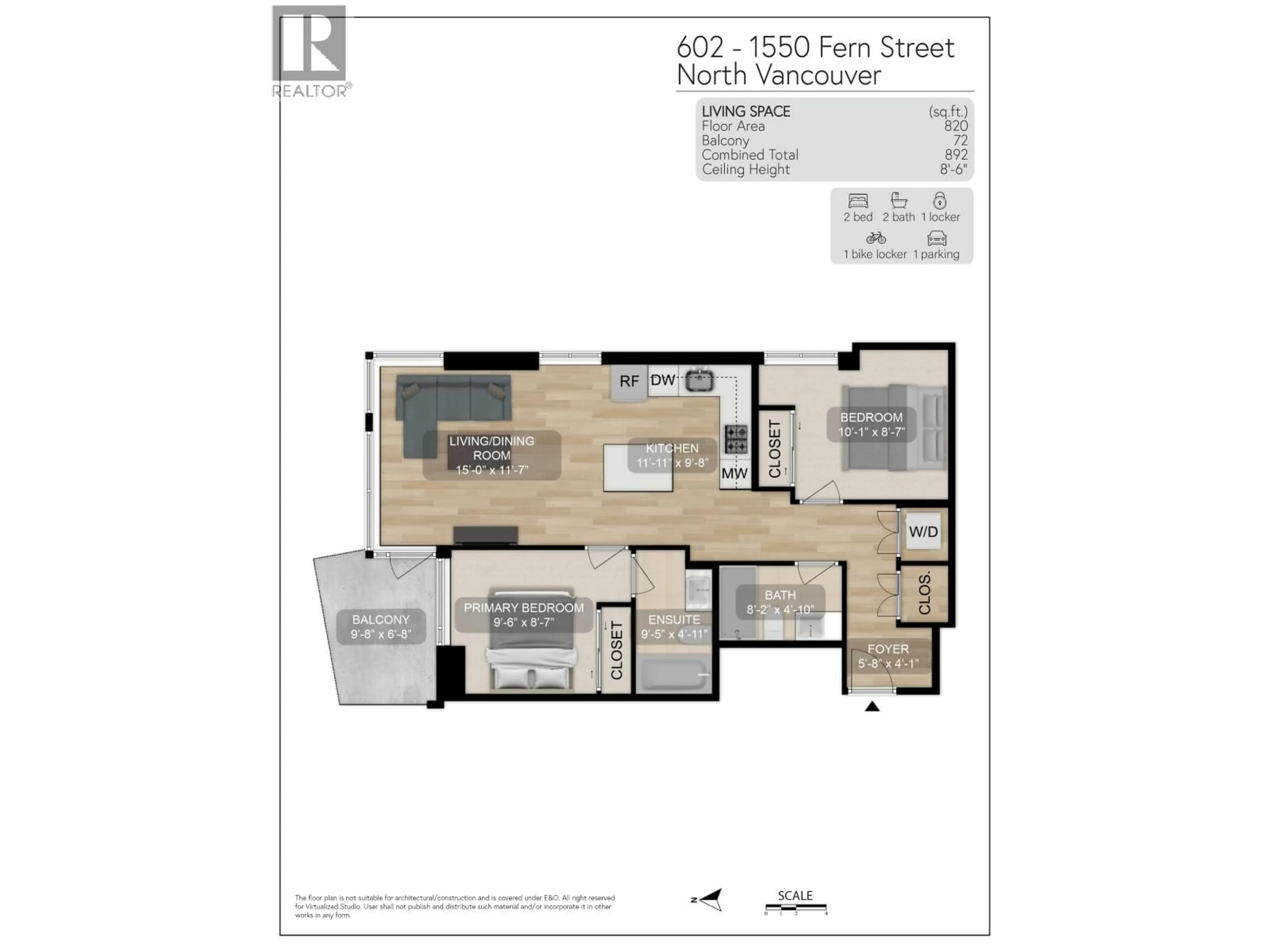 Floor plan for 602 - 1550 FERN STREET, North Vancouver British Columbia V7J0A9