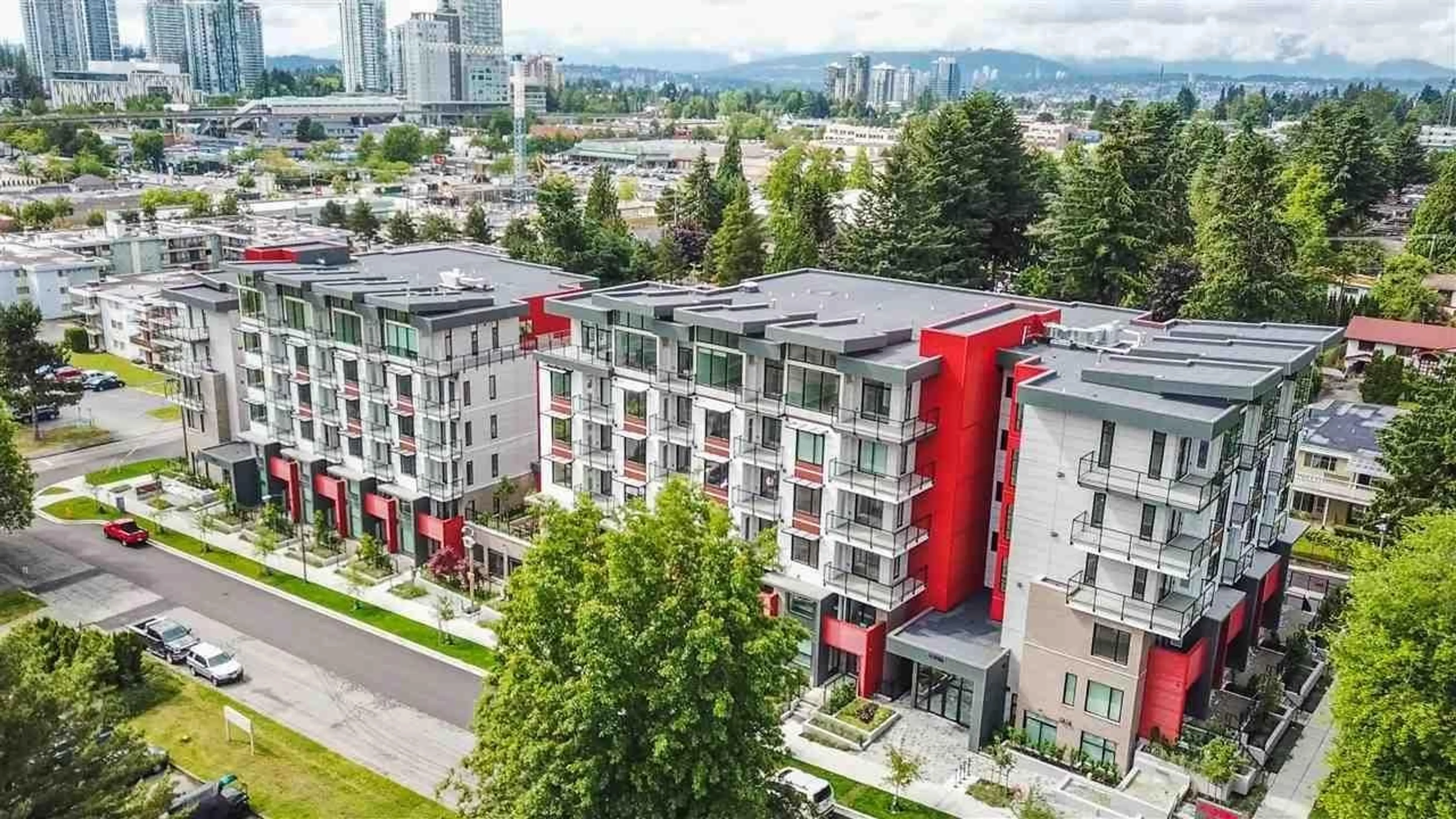 A pic from outside/outdoor area/front of a property/back of a property/a pic from drone, city buildings view from balcony for 408 - 13799 101 AVENUE, Surrey British Columbia V3T0N9
