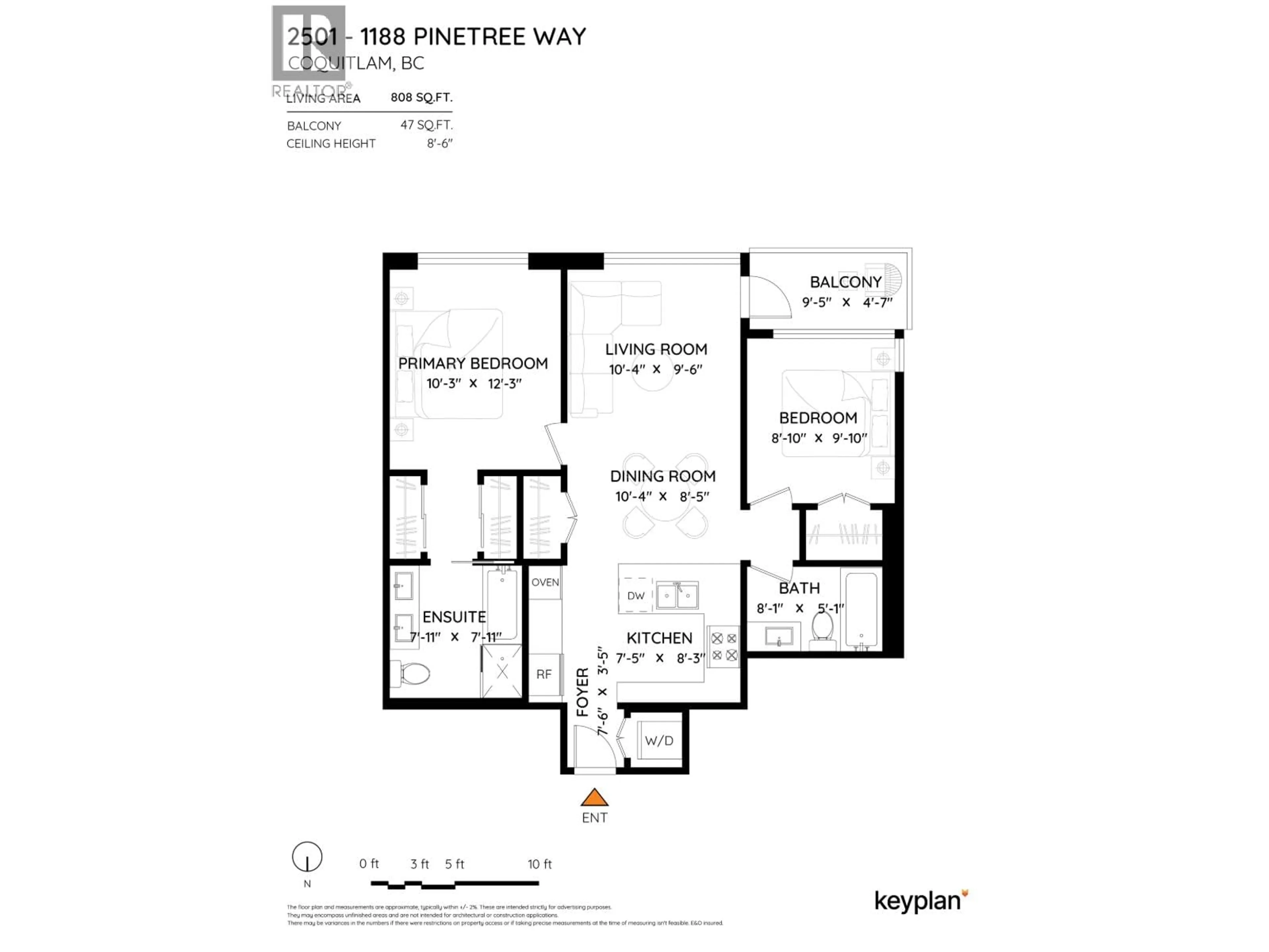 Floor plan for 2501 - 1188 PINETREE WAY, Coquitlam British Columbia V3B0K9
