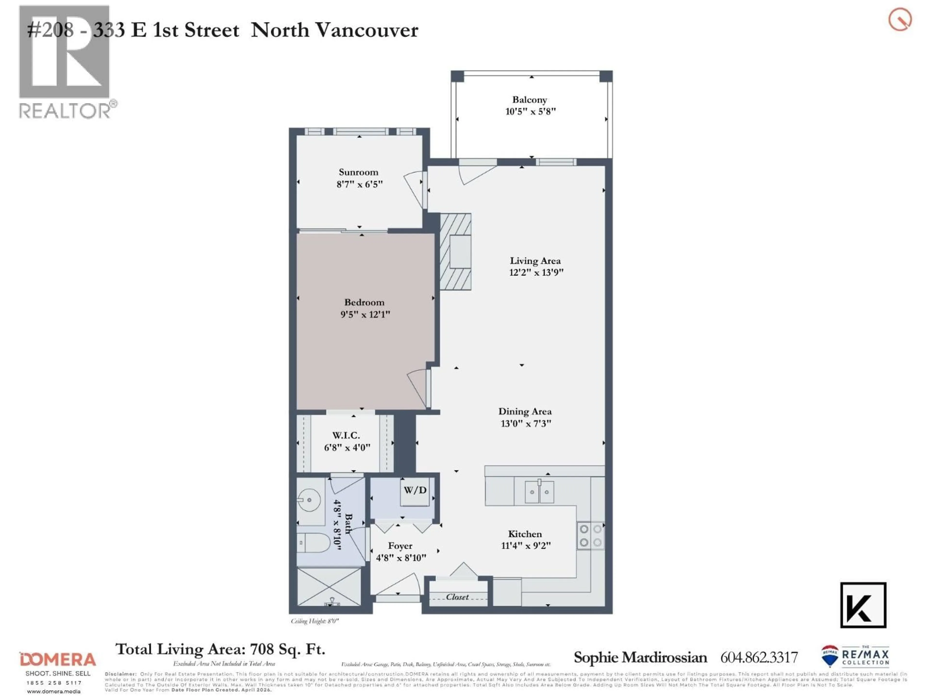 Floor plan for 208 - 333 1ST STREET, North Vancouver British Columbia V7L4W9