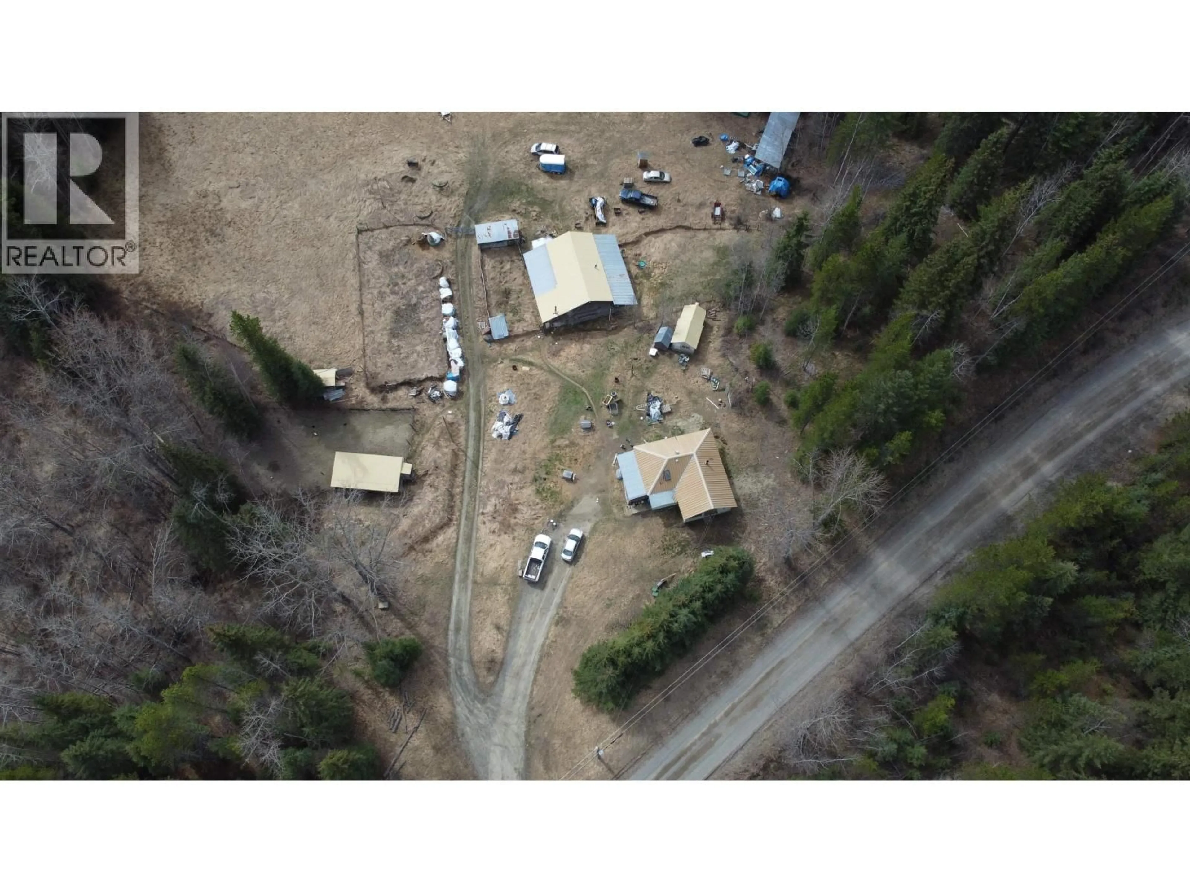 A pic from outside/outdoor area/front of a property/back of a property/a pic from drone, street for 5676 LOWDEN ROAD, Horsefly British Columbia V1J3A1