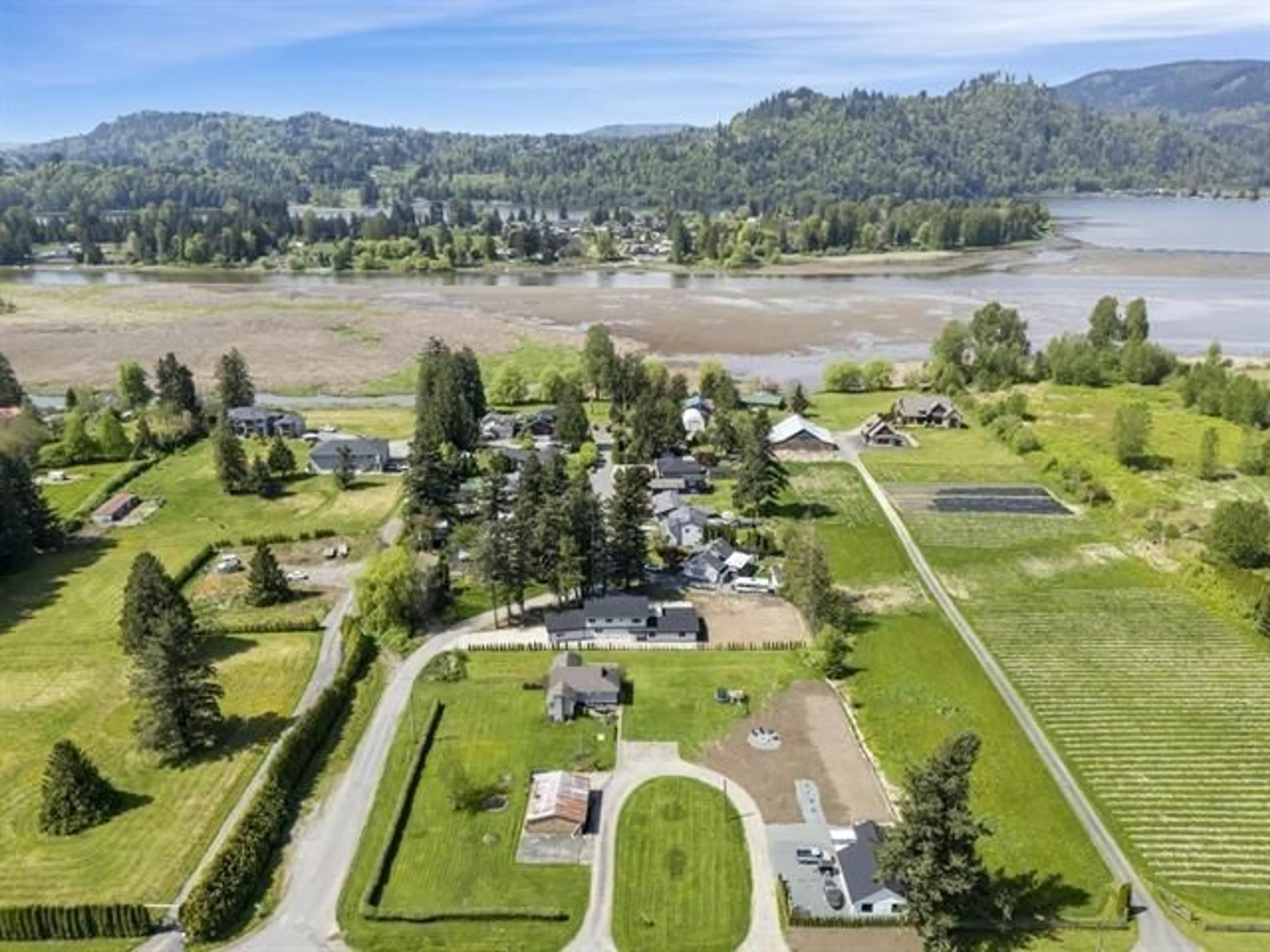 A pic from outside/outdoor area/front of a property/back of a property/a pic from drone, water/lake/river/ocean view for 36071 SHORE ROAD, Mission British Columbia V2V4J1
