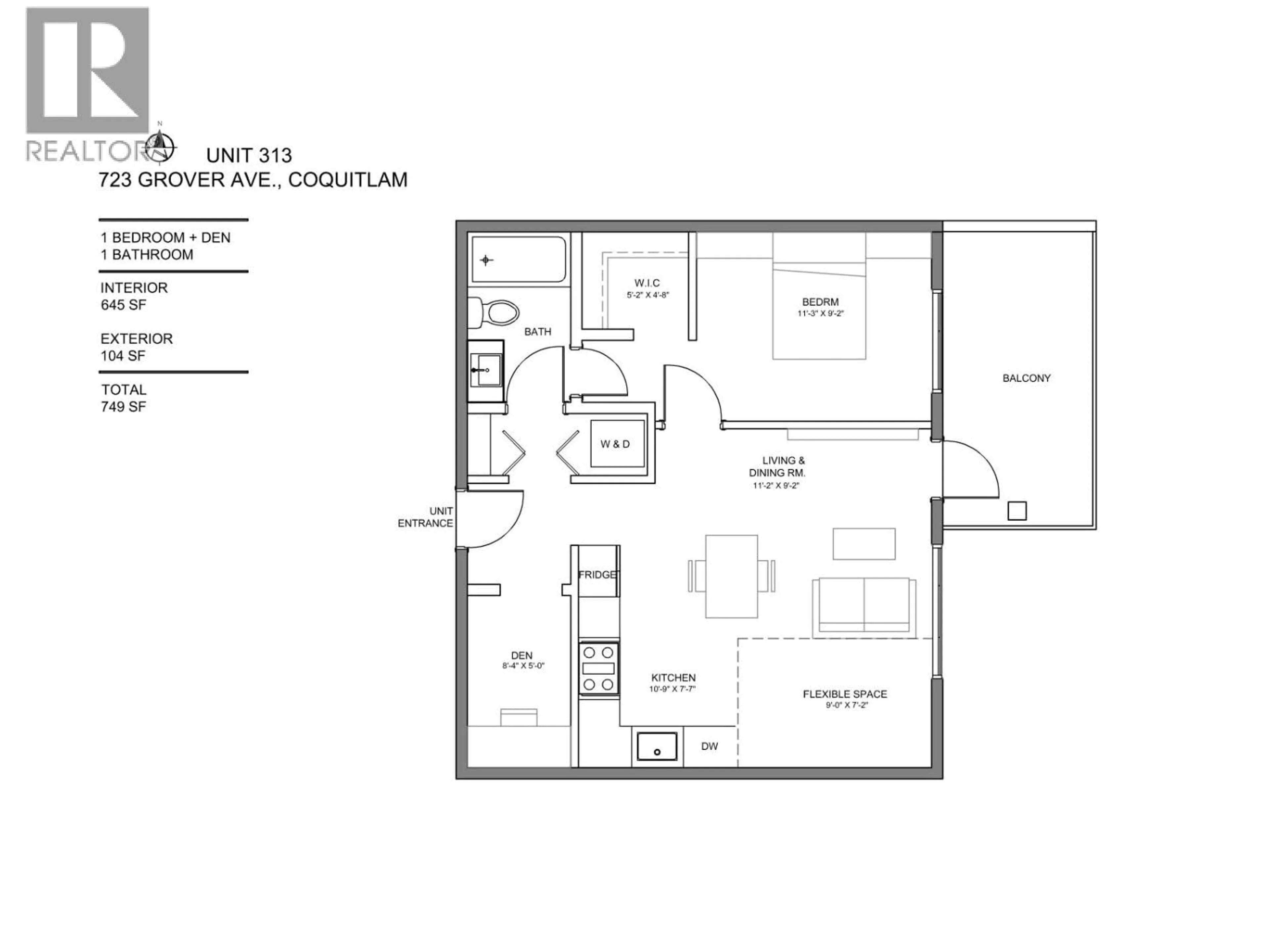 Floor plan for 313 - 723 GROVER AVENUE, Coquitlam British Columbia V3J0L9