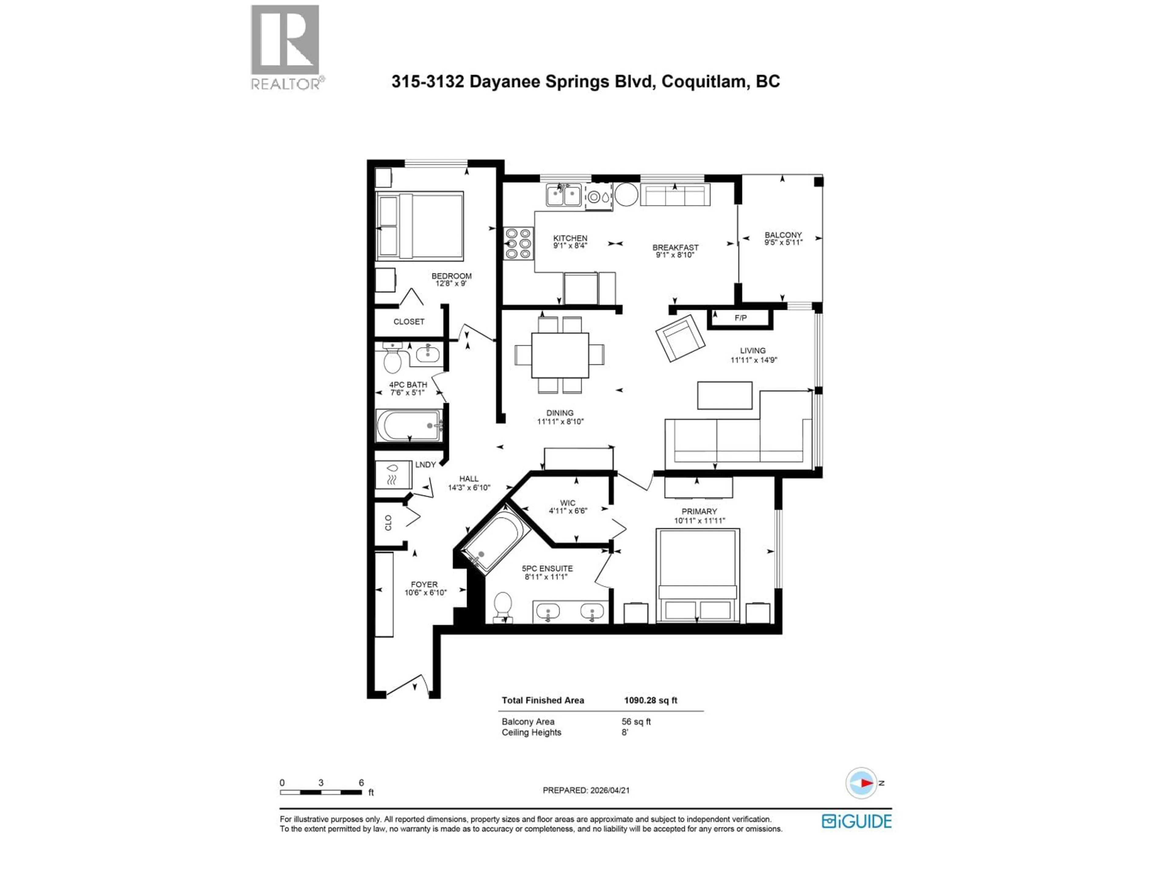 Floor plan for 315 - 3132 DAYANEE SPRINGS BOULEVARD, Coquitlam British Columbia V3E0B5