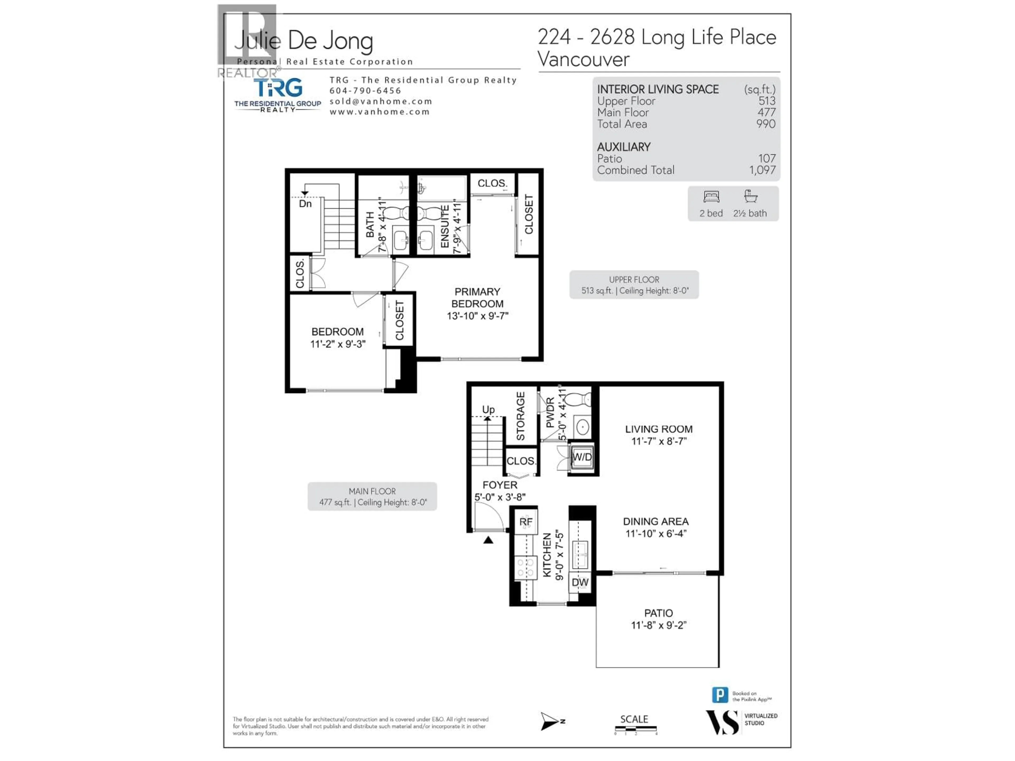 Floor plan for 224 - 2628 LONG LIFE PLACE, Vancouver British Columbia V5Z4N9