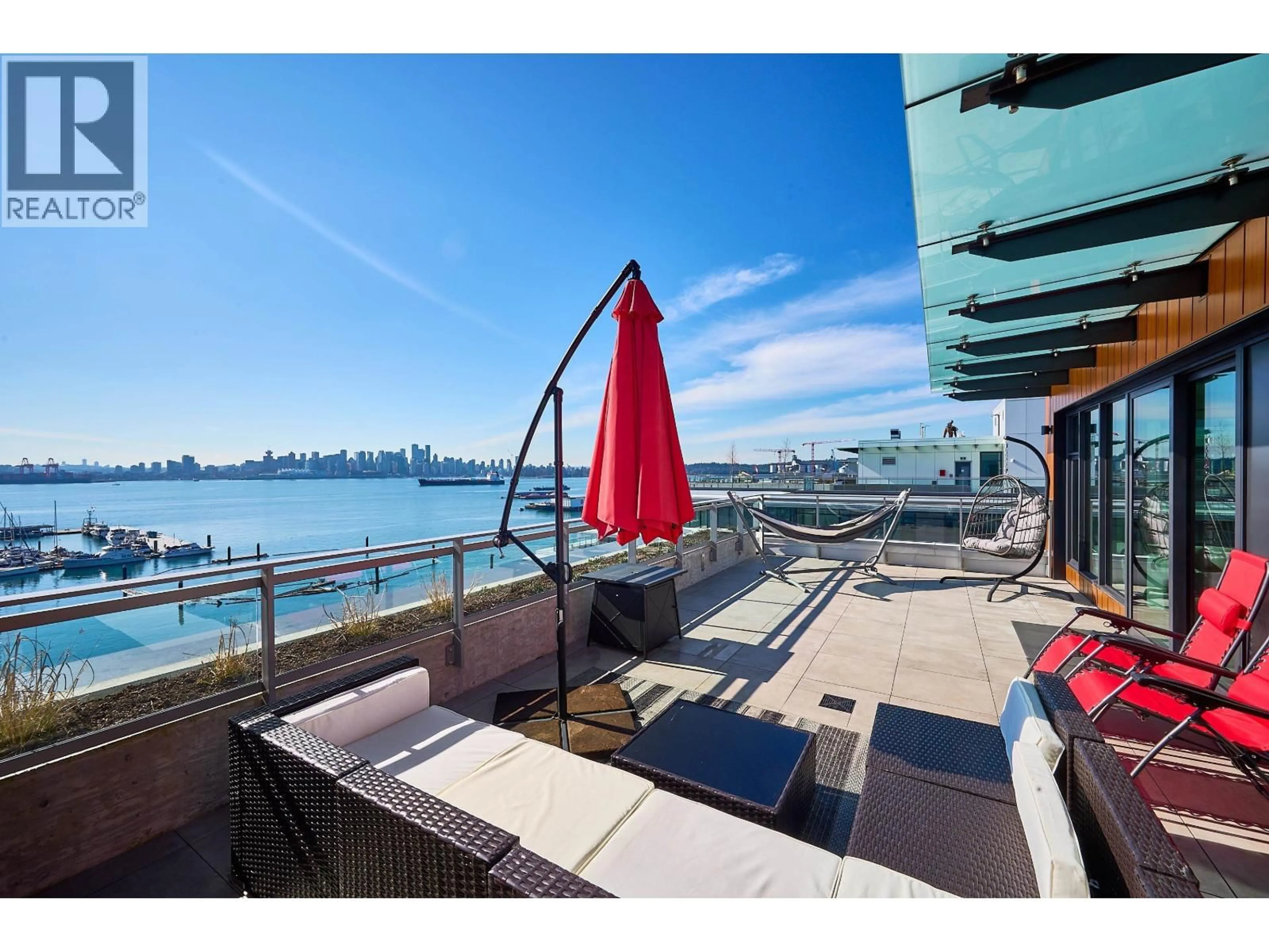 Patio, water/lake/river/ocean view for 807 - 755 HARBOURSIDE DRIVE, North Vancouver British Columbia V7P0G1