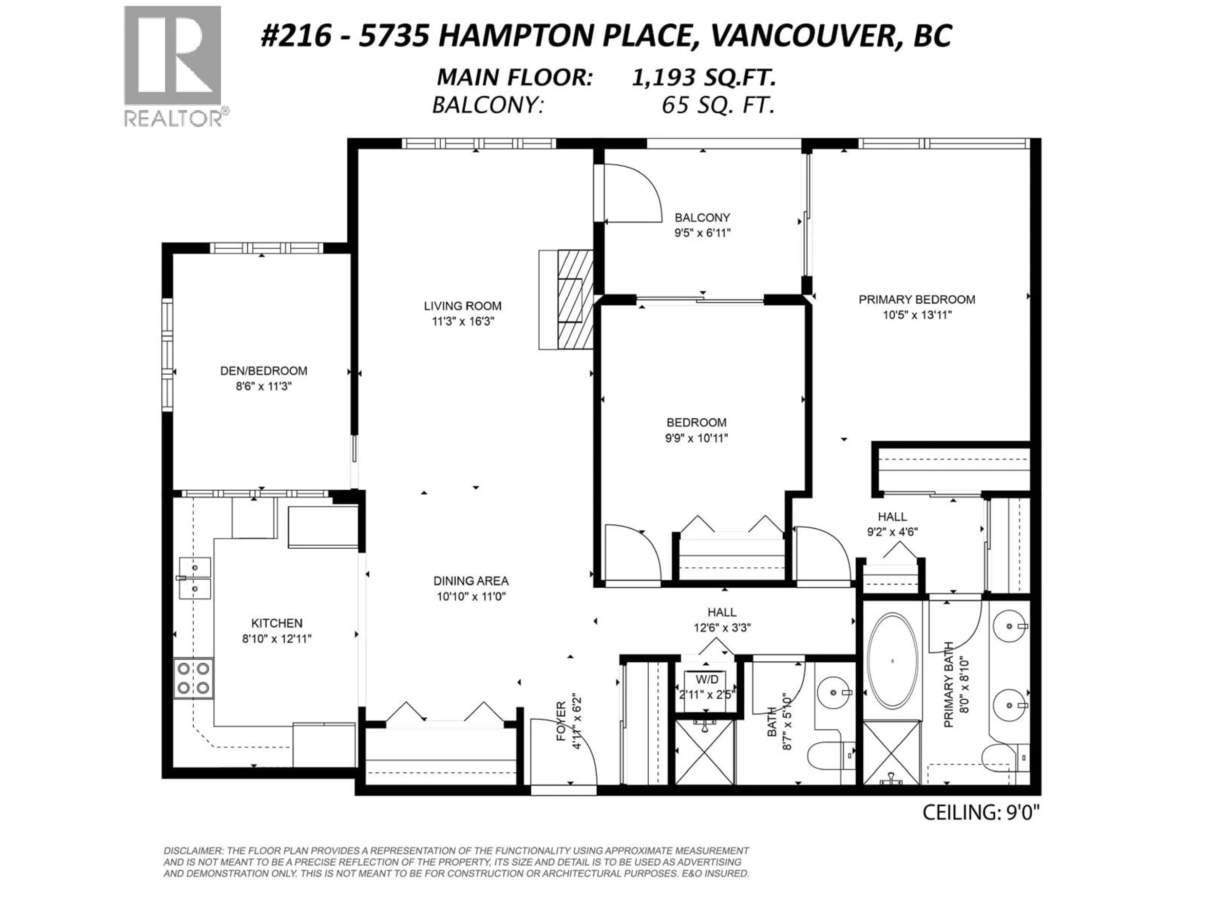 Floor plan for 216 - 5735 HAMPTON PLACE, Vancouver British Columbia V6T2G8