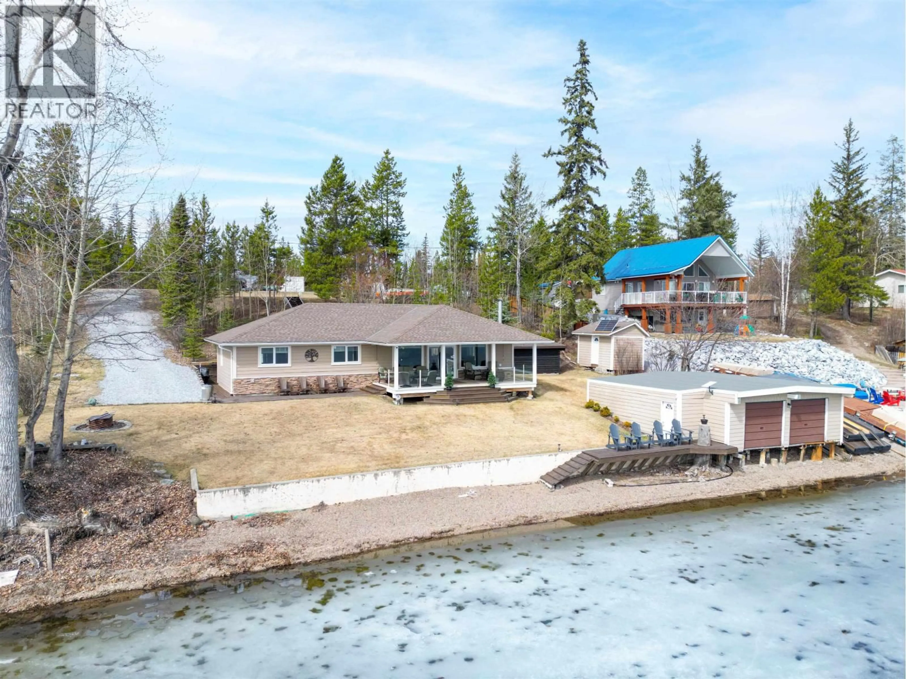 A pic from outside/outdoor area/front of a property/back of a property/a pic from drone, water/lake/river/ocean view for 4790 MEIER ROAD, Prince George British Columbia V2N6P4