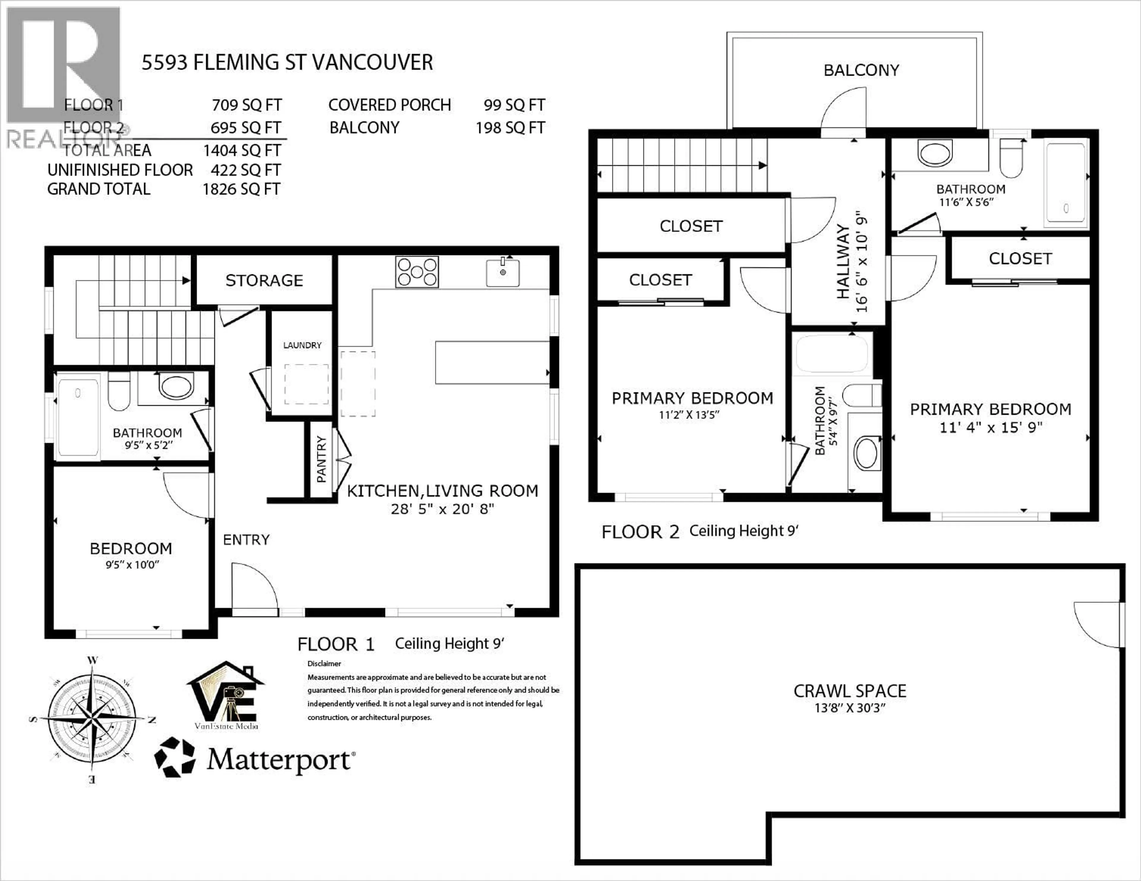 Floor plan for 5593 FLEMING STREET, Vancouver British Columbia V5P3G1