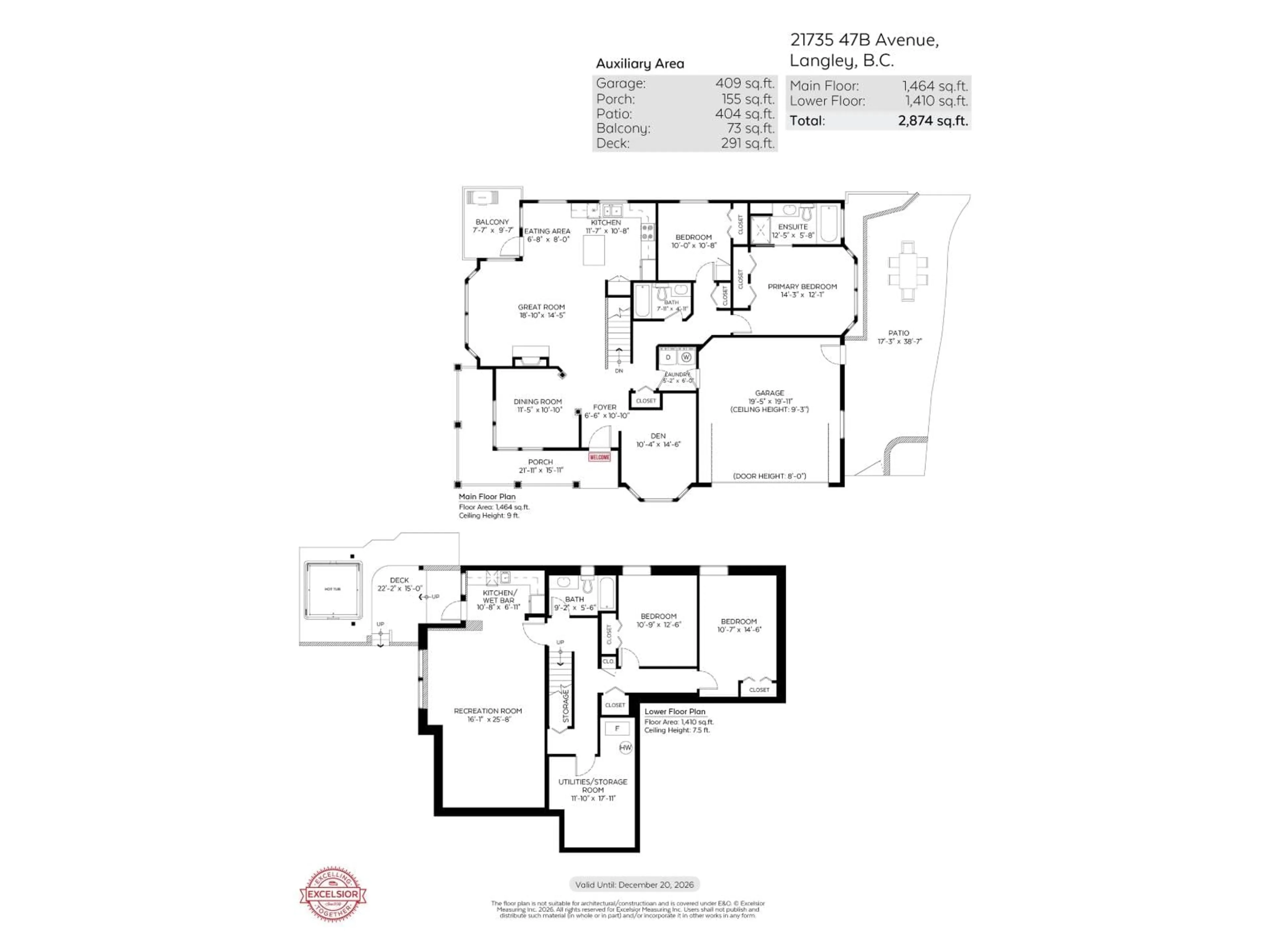 Floor plan for 21735 47B AVENUE, Langley British Columbia V3A8T3