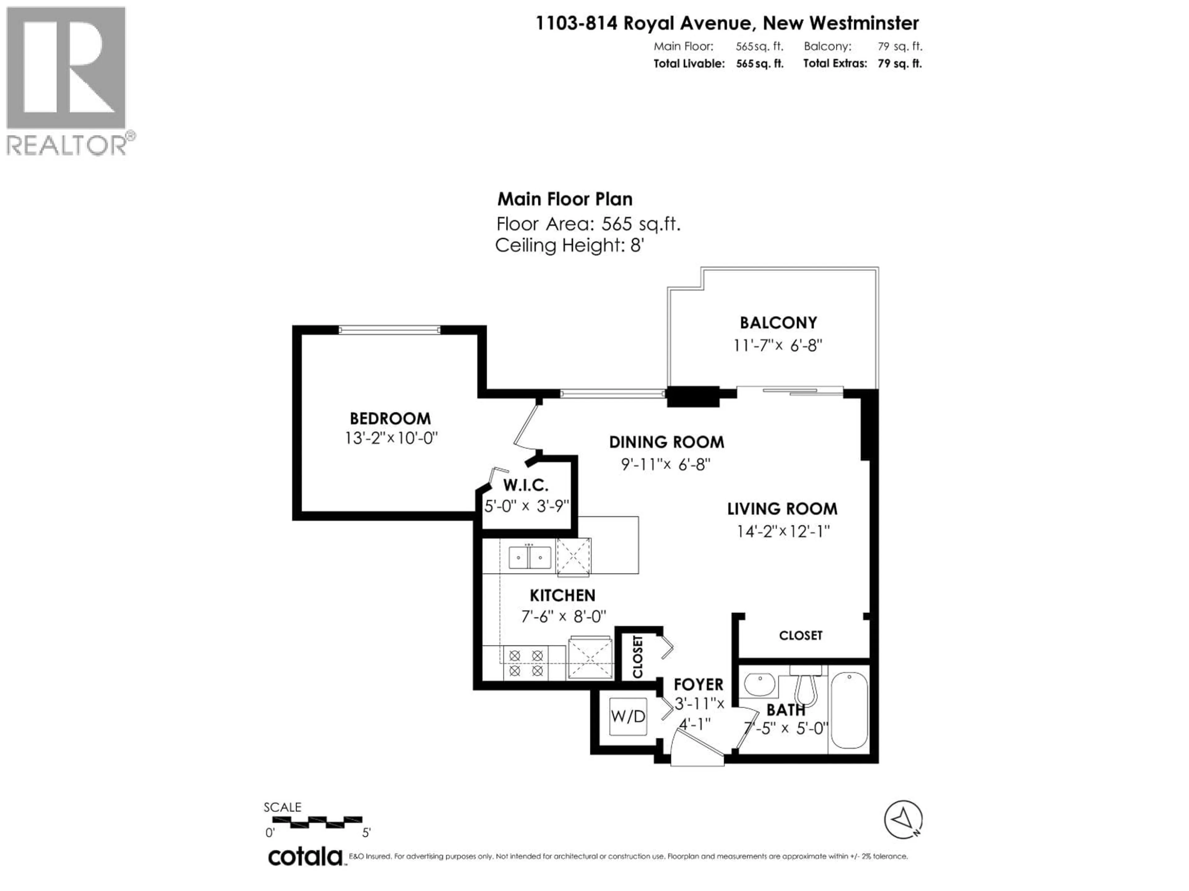 Floor plan for 1103 - 814 ROYAL AVENUE, New Westminster British Columbia V3M1J9