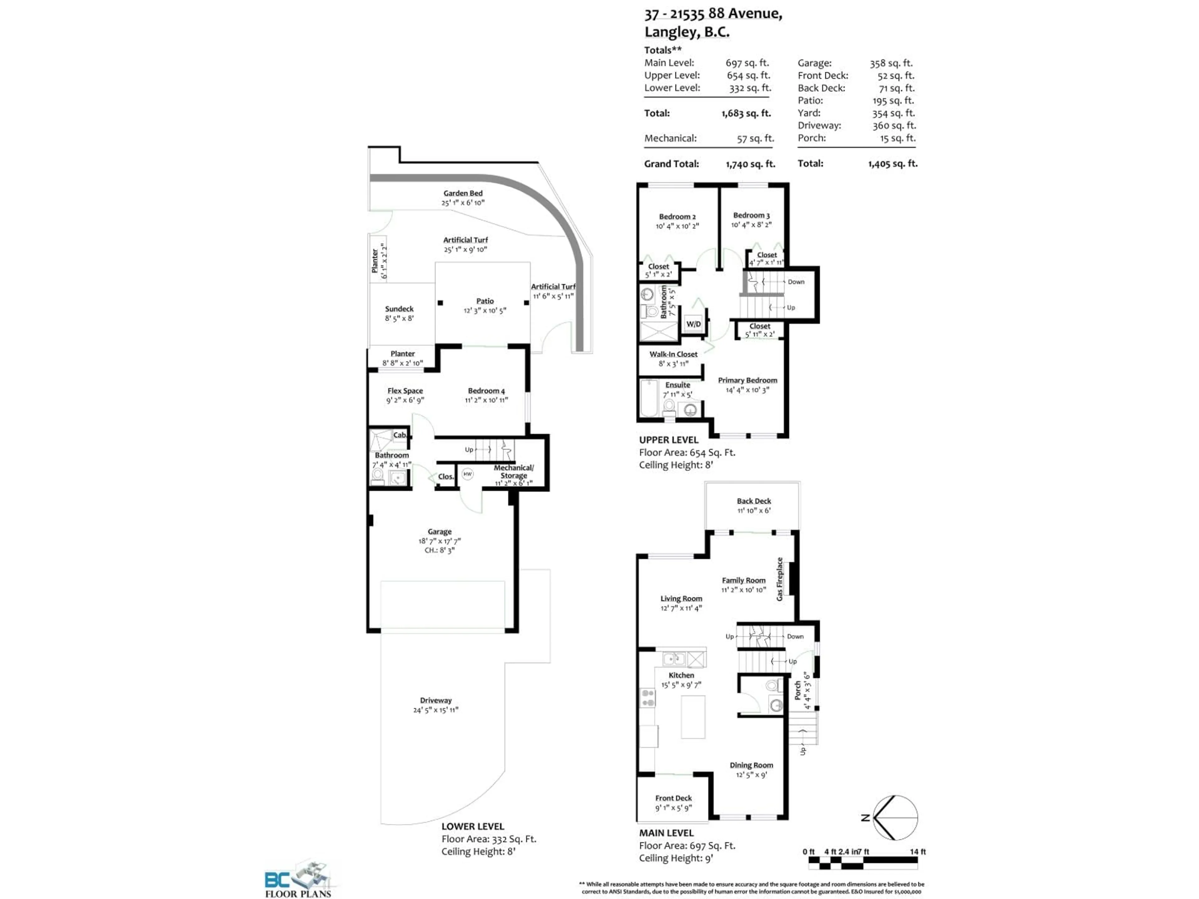 Floor plan for 37 - 21535 88 AVENUE, Langley British Columbia V1M4E5