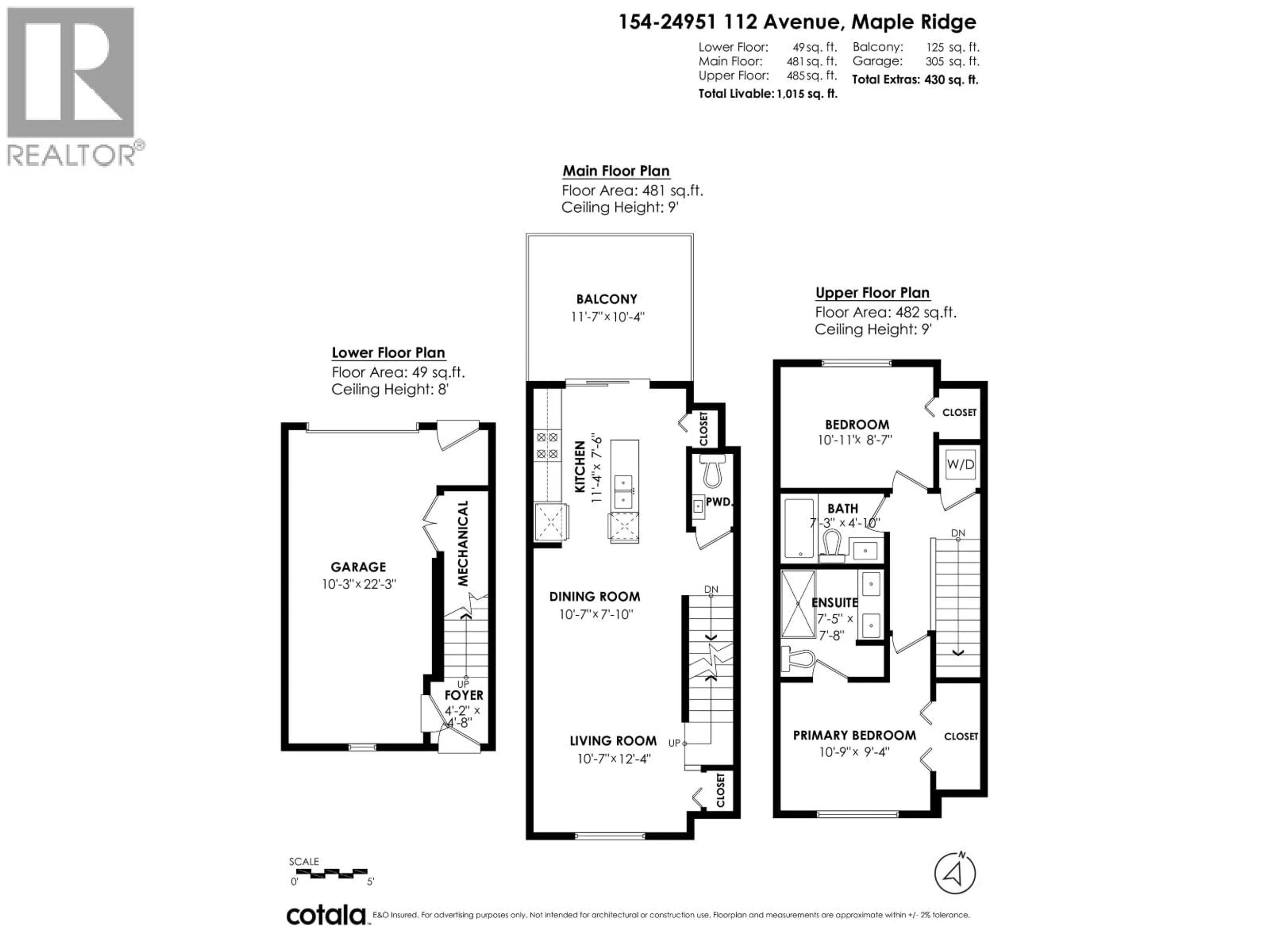 Floor plan for 154 - 24951 112 STREET, Maple Ridge British Columbia V2W1Z6