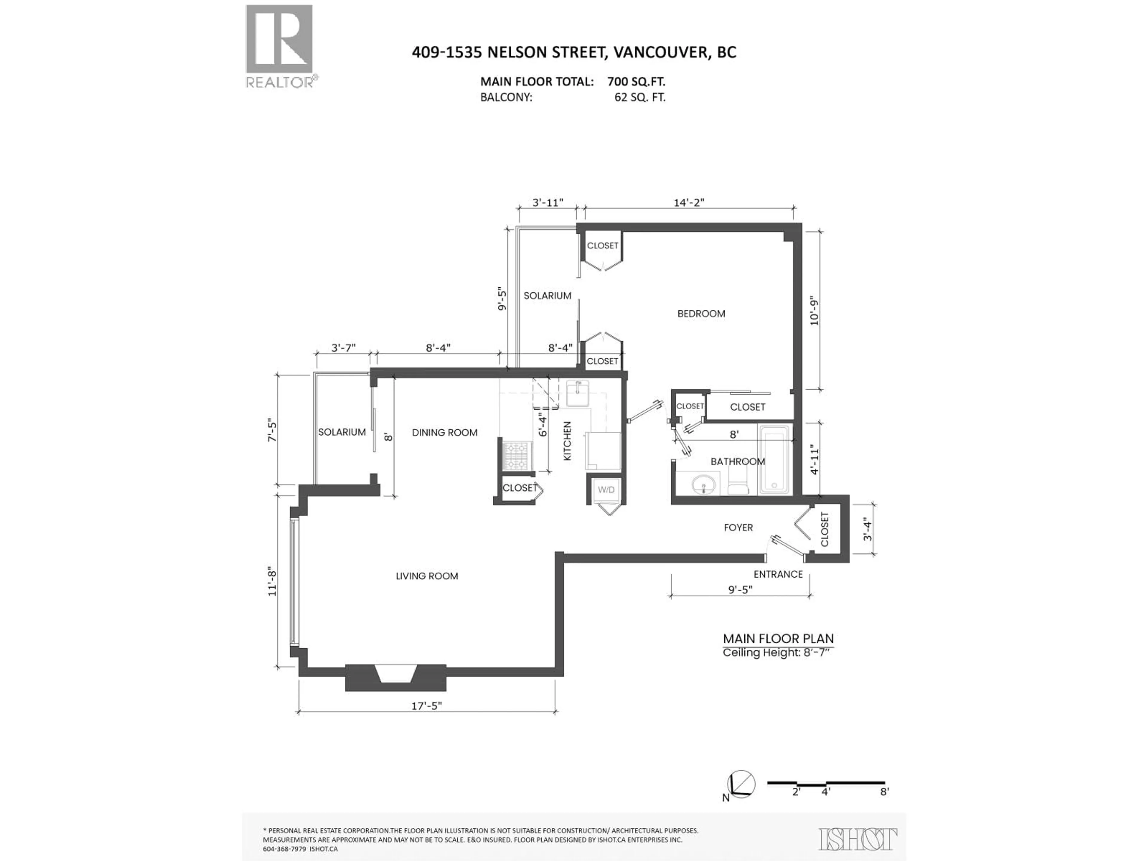Floor plan for 409 - 1535 NELSON STREET, Vancouver British Columbia V6G1M2