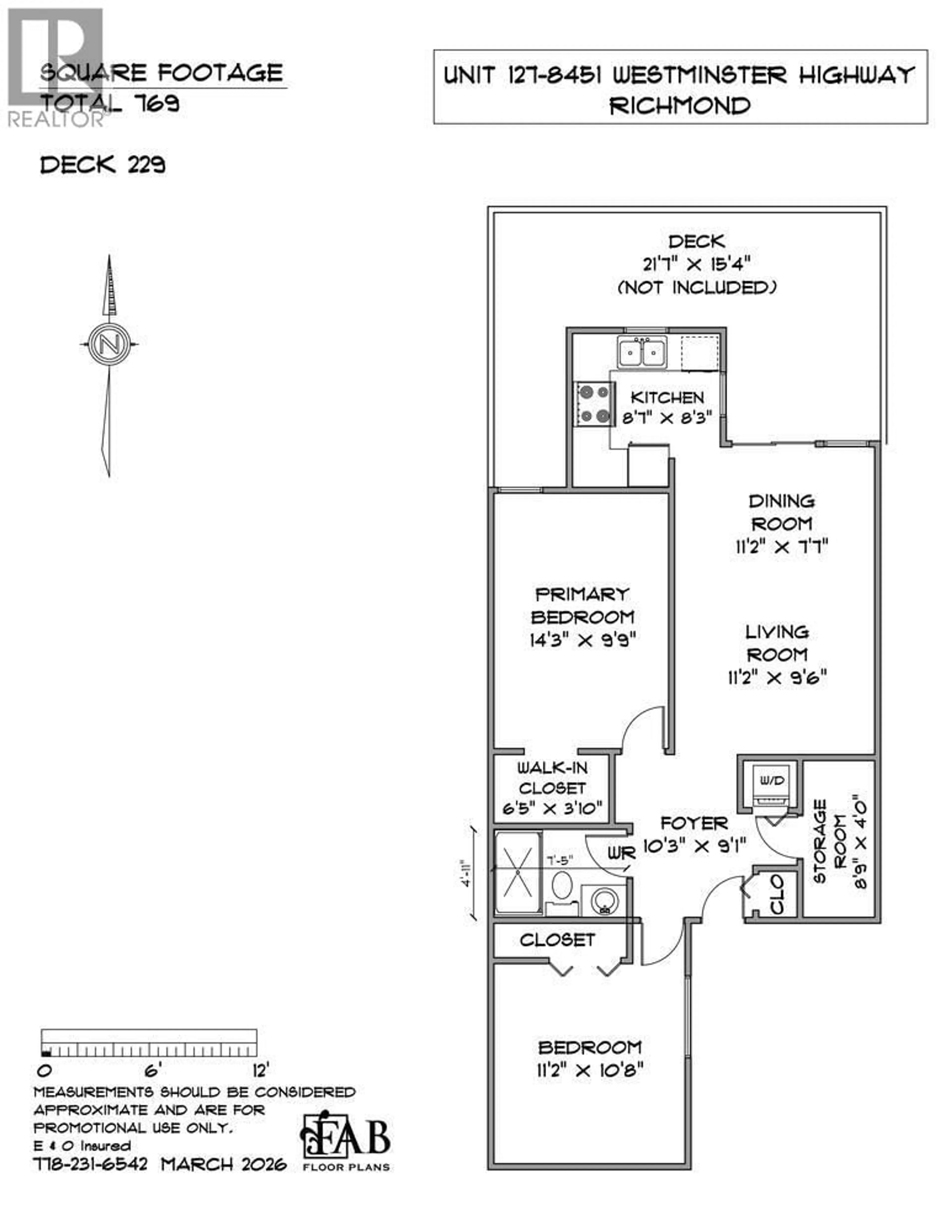 Floor plan for 127 - 8451 WESTMINSTER HIGHWAY, Richmond British Columbia V6X3E4