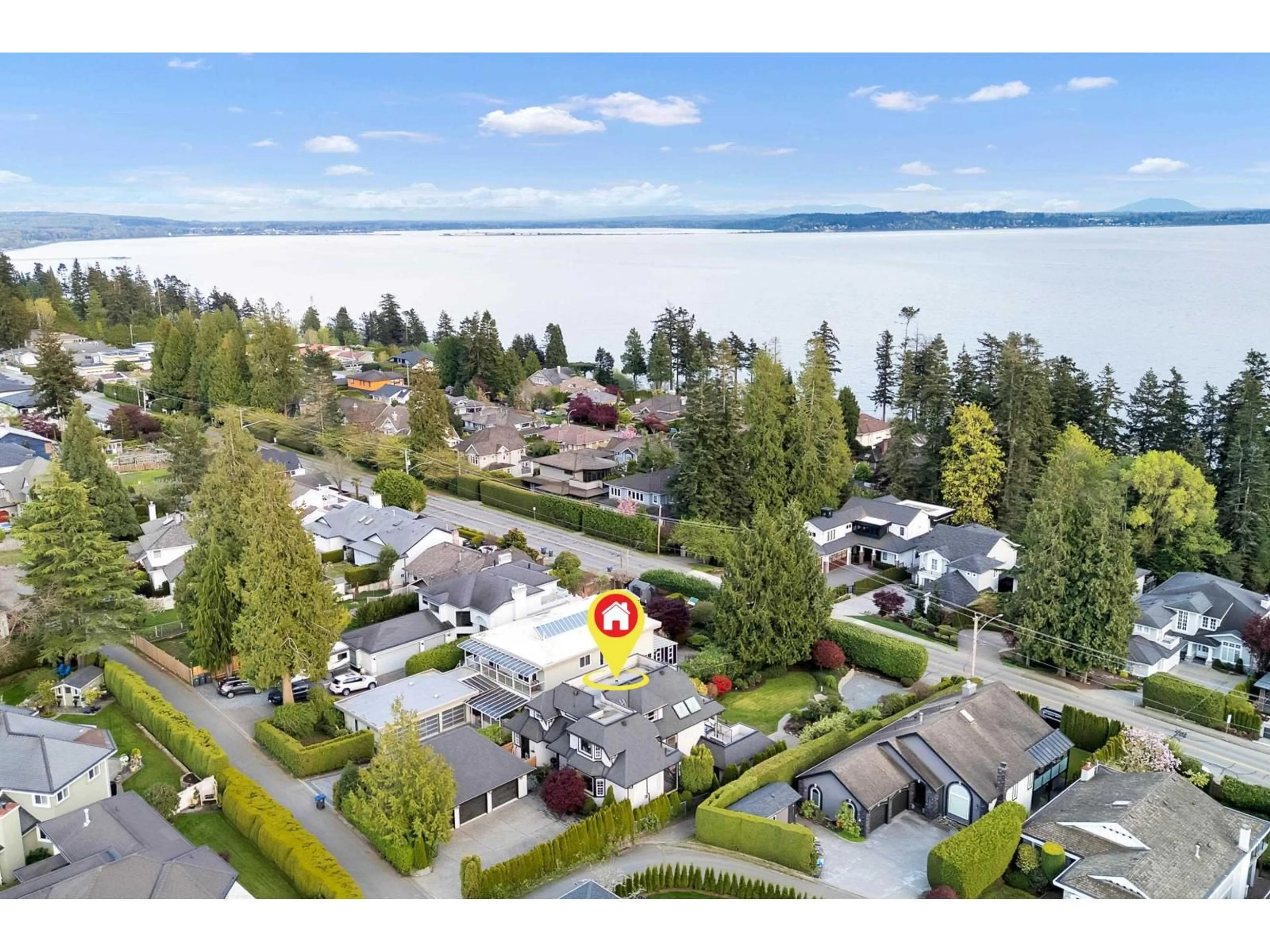 A pic from outside/outdoor area/front of a property/back of a property/a pic from drone, water/lake/river/ocean view for 13407 MARINE DRIVE, Surrey British Columbia V4A1G1