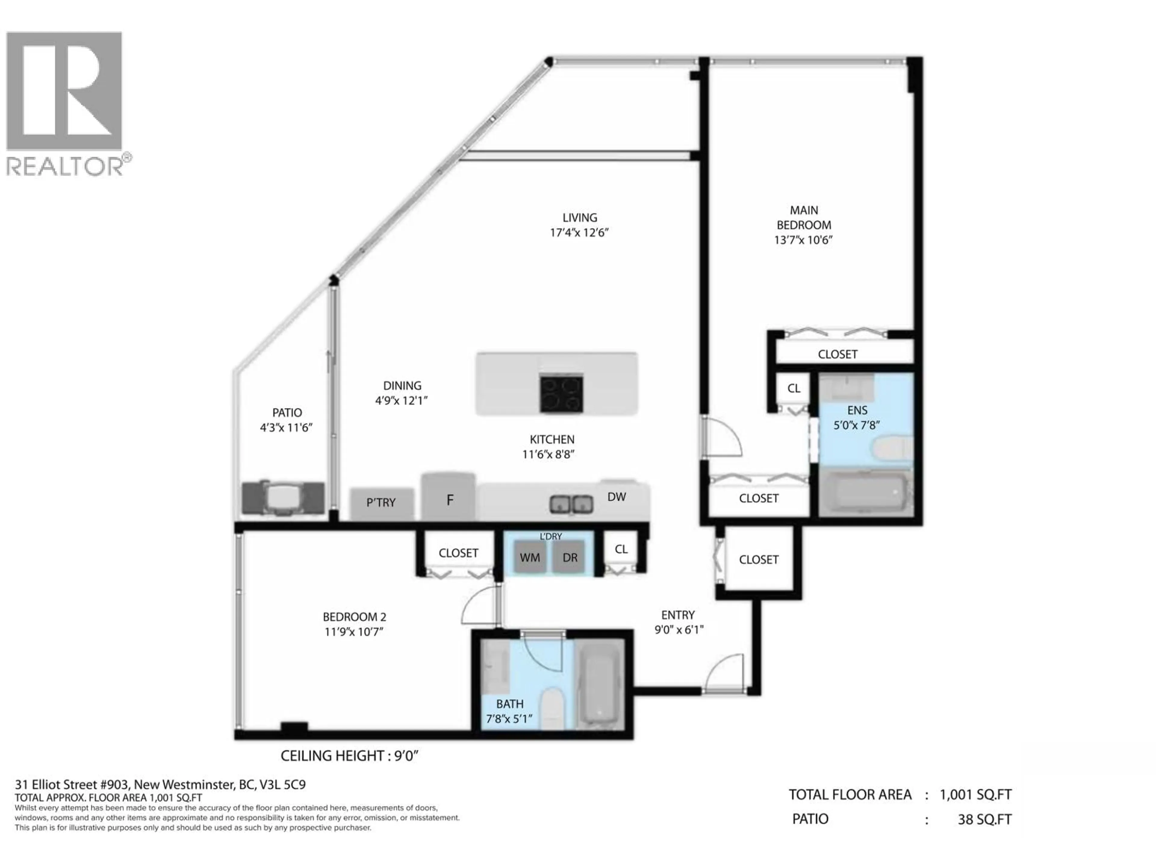 Floor plan for 903 - 31 ELLIOT STREET, New Westminster British Columbia V3L5C9