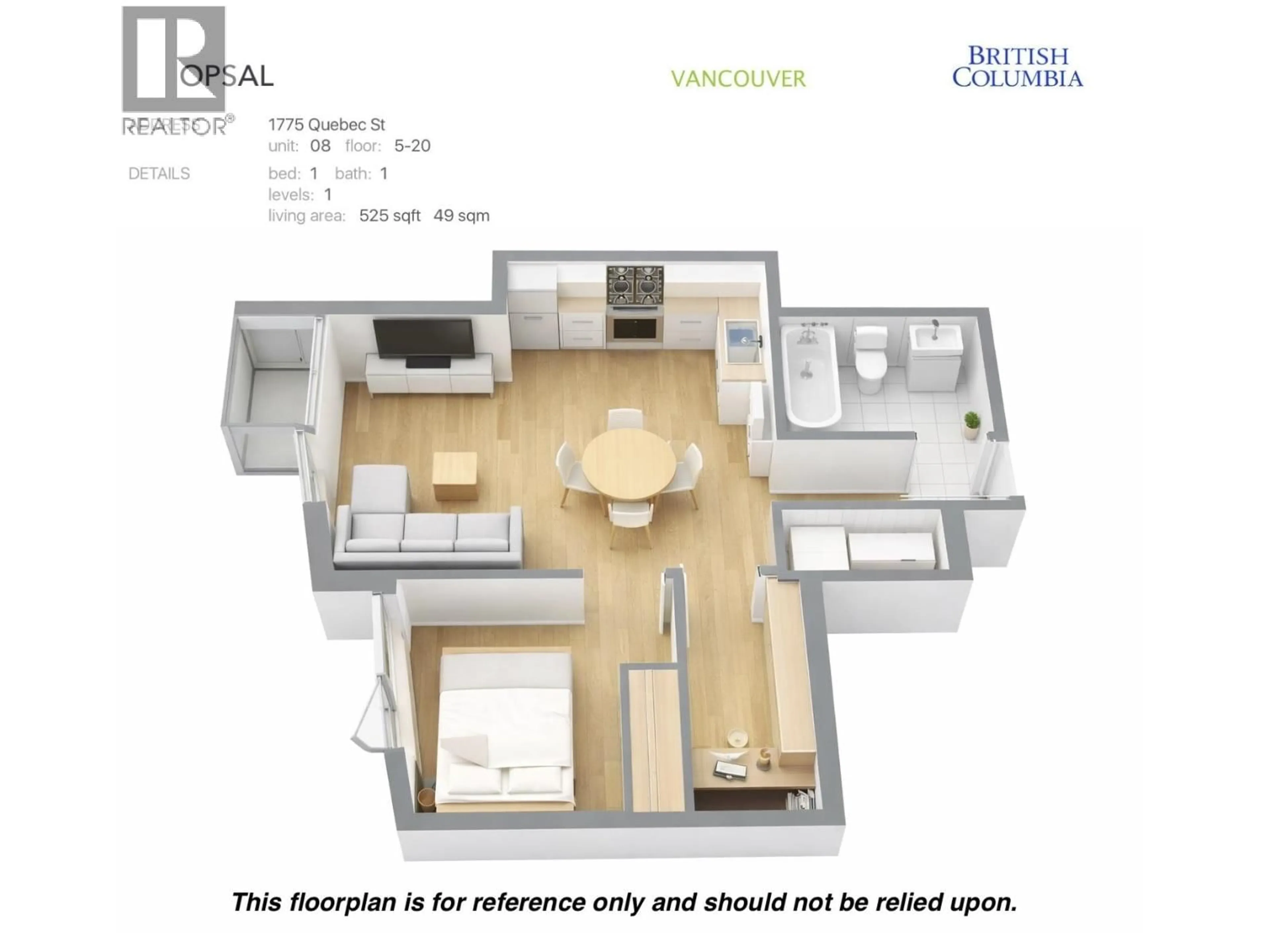 Floor plan for 1108 - 1775 QUEBEC STREET, Vancouver British Columbia V5T0E3