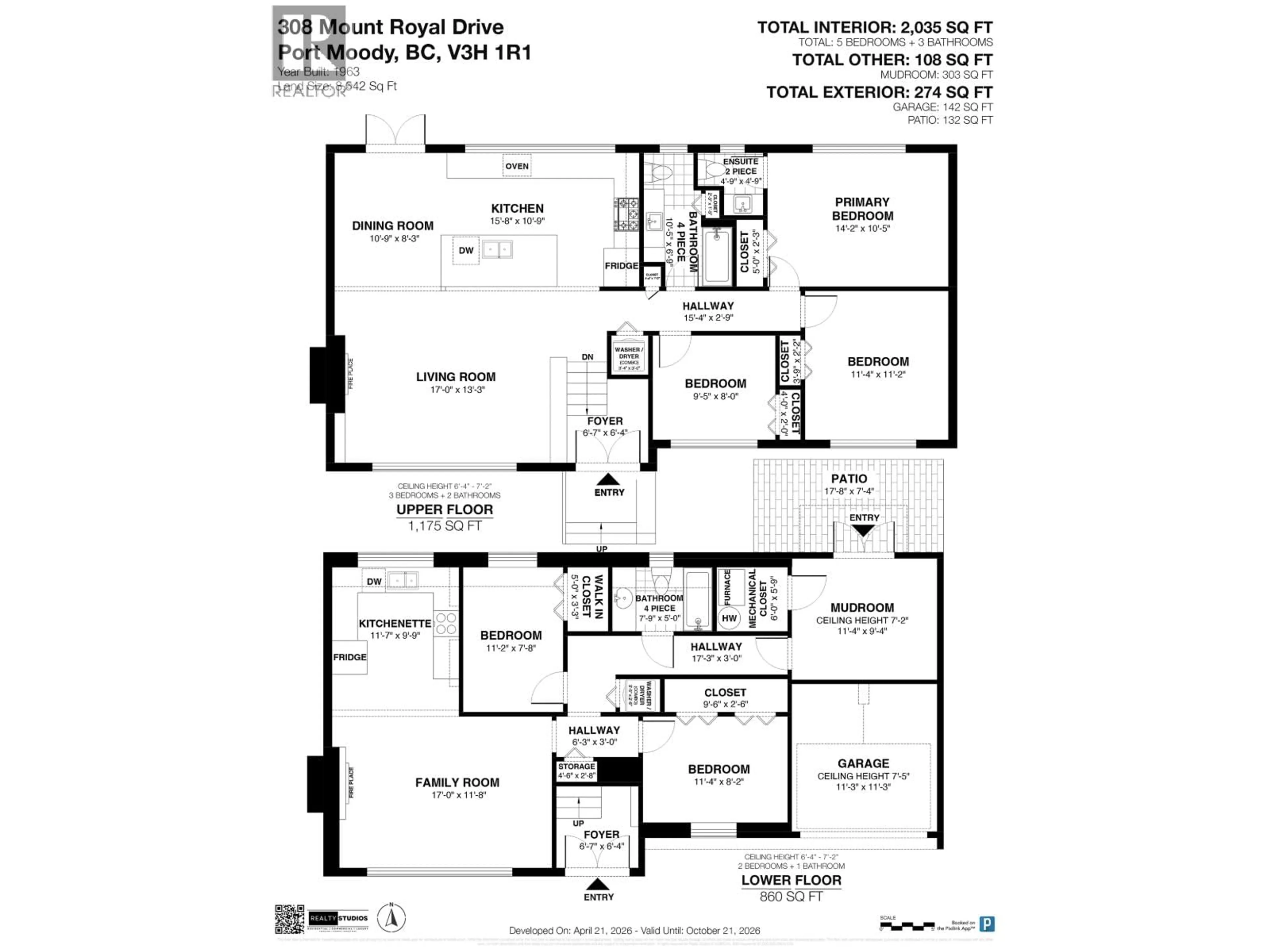 Floor plan for 308 MOUNT ROYAL DRIVE, Port Moody British Columbia V3H1R1