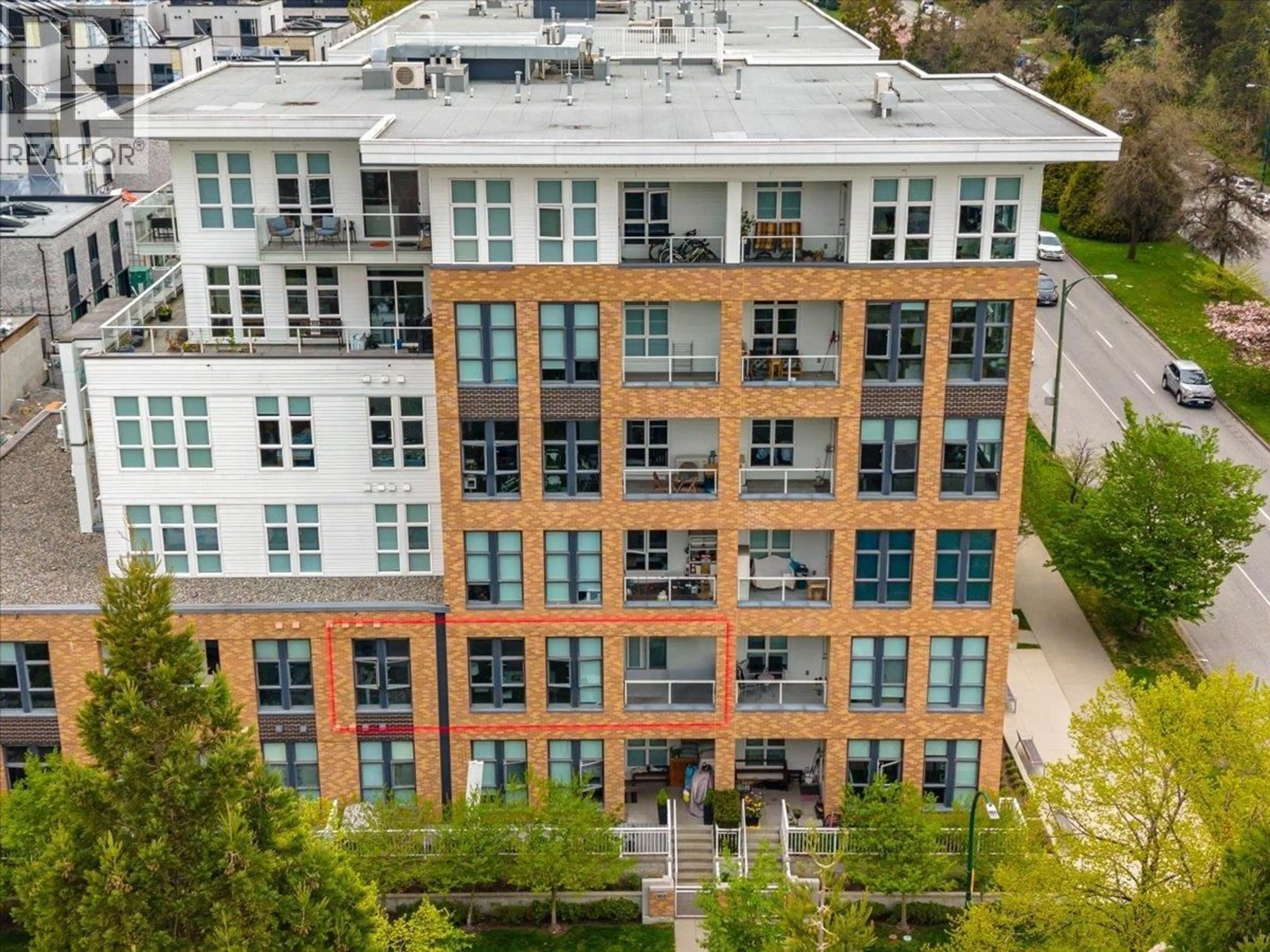 A pic from outside/outdoor area/front of a property/back of a property/a pic from drone, city buildings view from balcony for 203 - 6999 CAMBIE STREET, Vancouver British Columbia V6P0J1