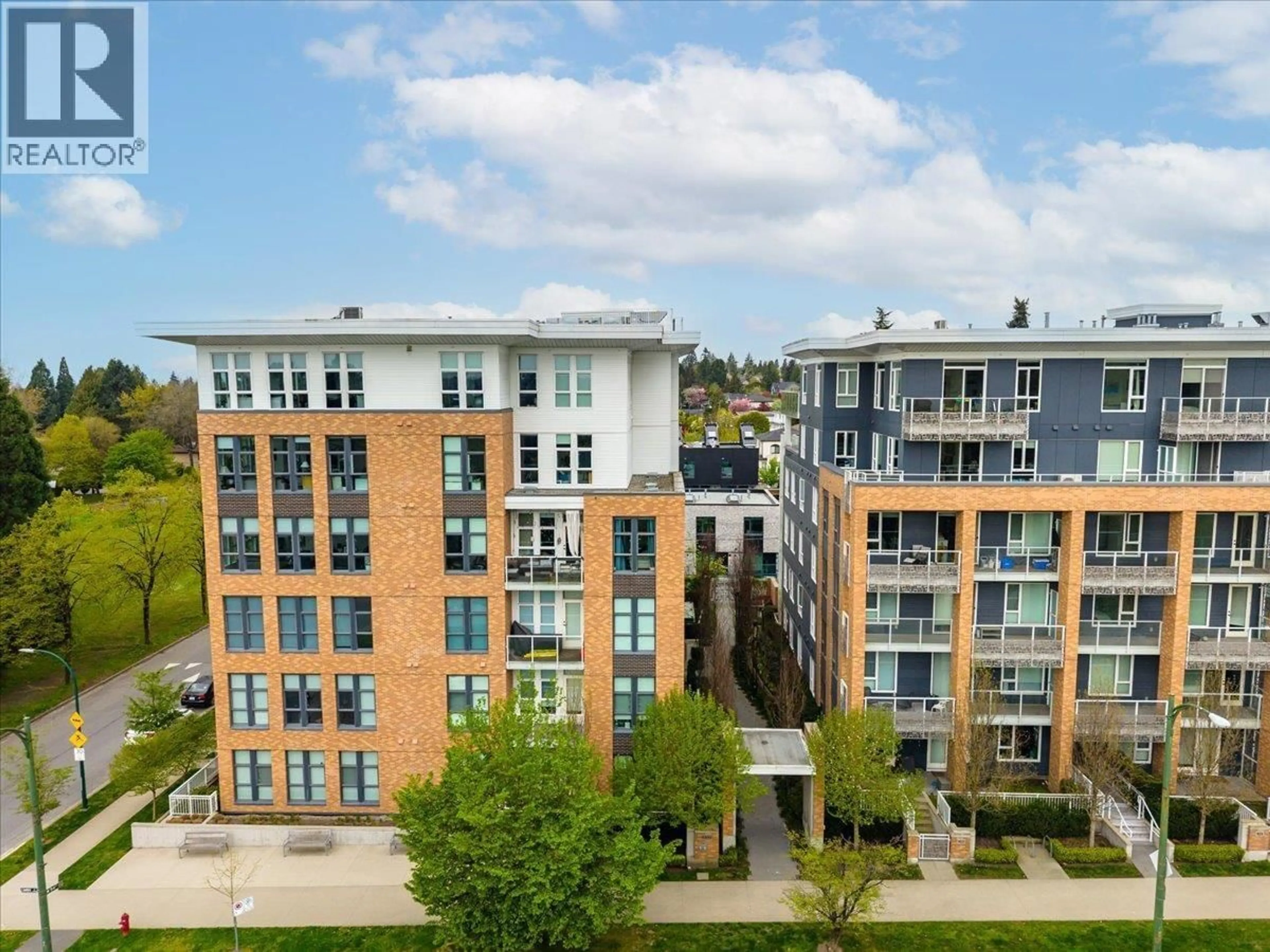 A pic from outside/outdoor area/front of a property/back of a property/a pic from drone, city buildings view from balcony for 203 - 6999 CAMBIE STREET, Vancouver British Columbia V6P0J1