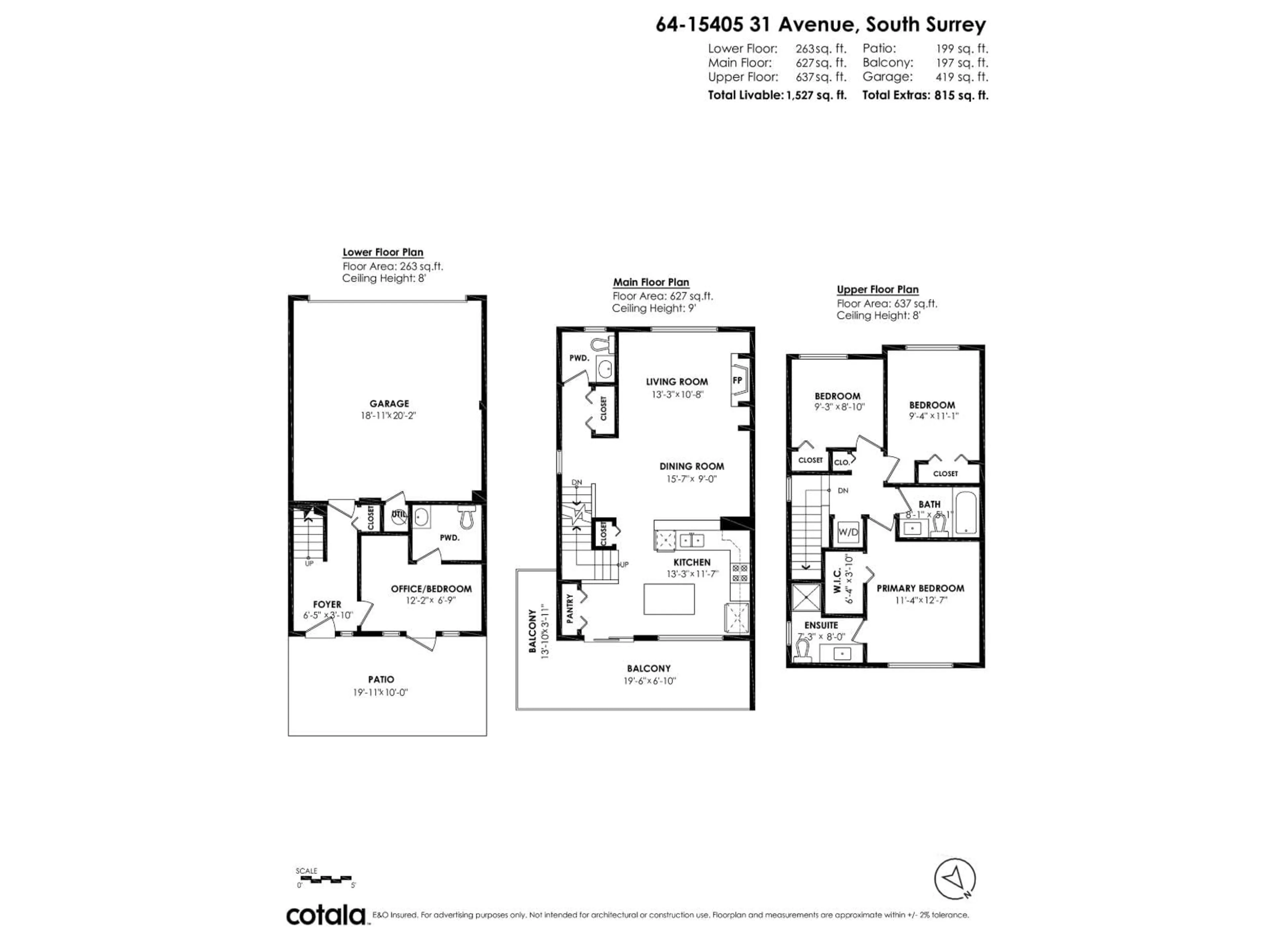 Floor plan for 64 - 15405 31 AVENUE, Surrey British Columbia V3Z2W5